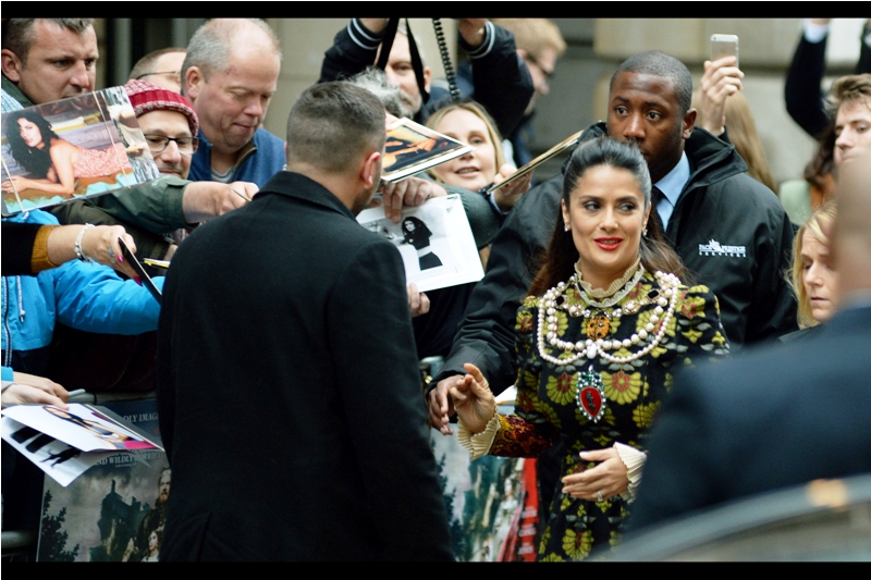 "Three Harry Potter alumni... but check out this necklace!" - Salma Hayek at the "Tale of Tales" premiere