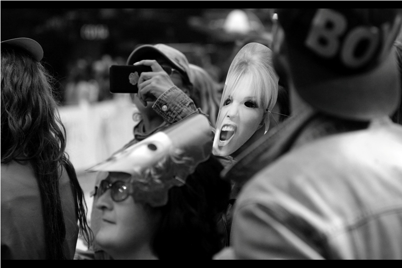 I arrived at the premiere a mere hour before it started and missed the part where they were handing out these creepy and vaguely threatening masks. I myself am not sure I would have accepted one if one had been offered.