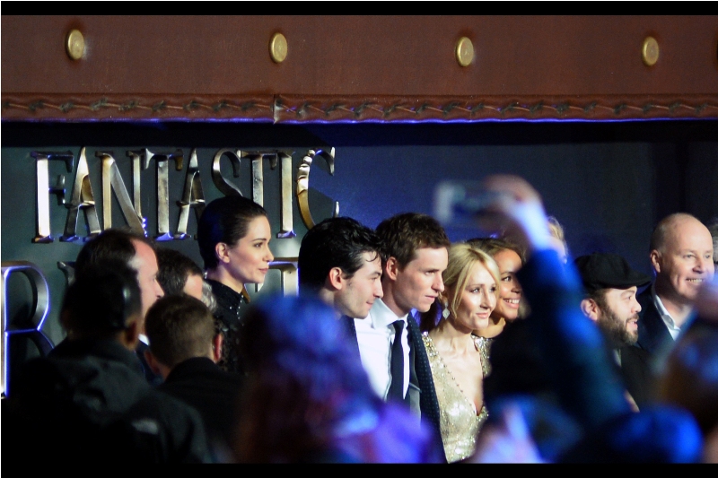 With Katherine Waterston's interview finished, the last cast member left the stage and a short time later we could see the cast assembled in the distance to pose as a group. This is the best I could do shooting high-and-blind. And that's how it ended.....(or did it)