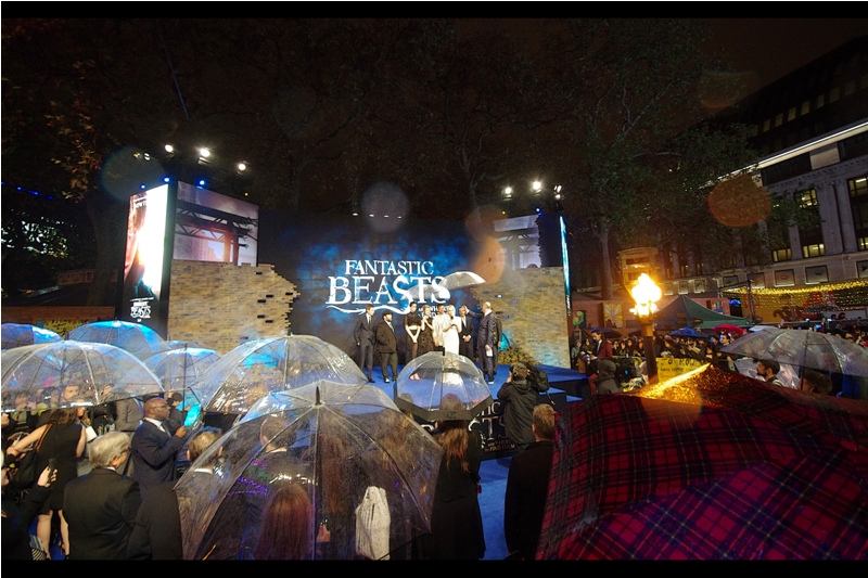 My spot for the group shot is awesome, but the weather is not. And yet that tartan umbrella is quite lovely.