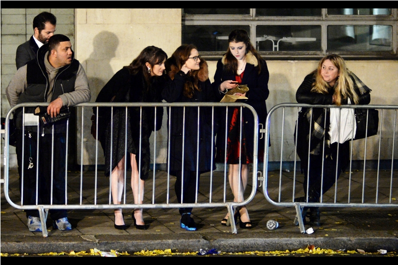 Guy at far left : "Hey - how come none of you girls are tweeting and snapchatting photos of me? I can totally Fashion!!" - I feel ya, bro.