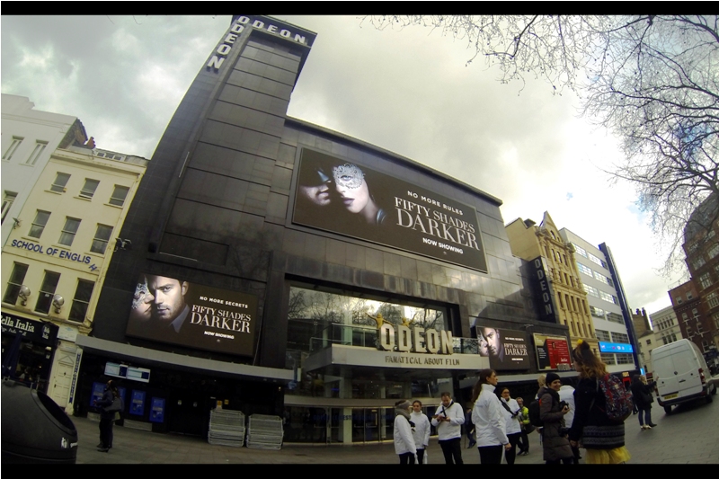 Two hours to go, and instead of a heaving premiere with filled pens, we have sixteen barriers against a wall, some marketing people with a ludicrously convoluted "free" competition on spurious Beauty & The Beast grounds, and all the signage being for the decidedly Family Unfriendly "Fifty Shades Darker". ... it certainly has all the hallmarks of yet another great Disney Event!