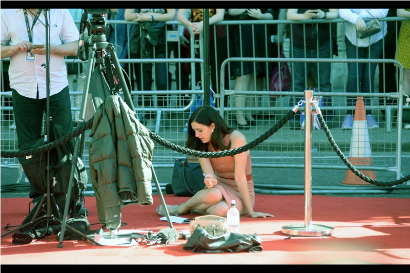 "I'm goint to do my interviews down here on this comfortable bit of carpet. Do we know if Michael Fassbender is showing up to this thing, by the way?"