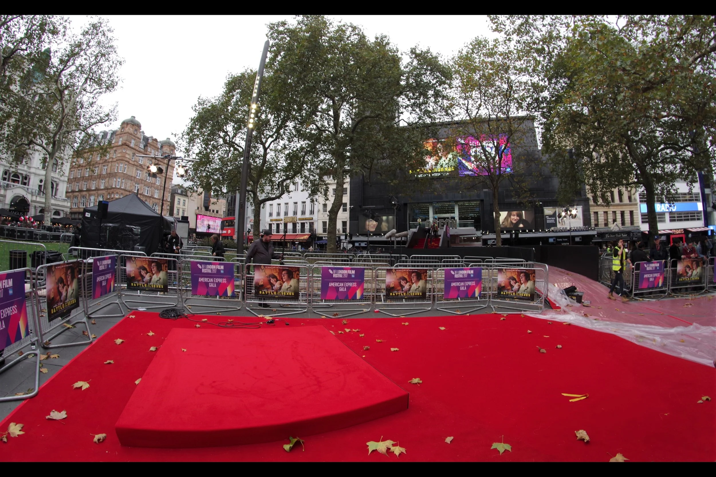 This is the extent of the stage for this event. However, there's a problem : with a boom camera to the left, which way would the people on the stage be facing? Would they be facing in this direction where I am, or facing the pen opposite (where I am not)?