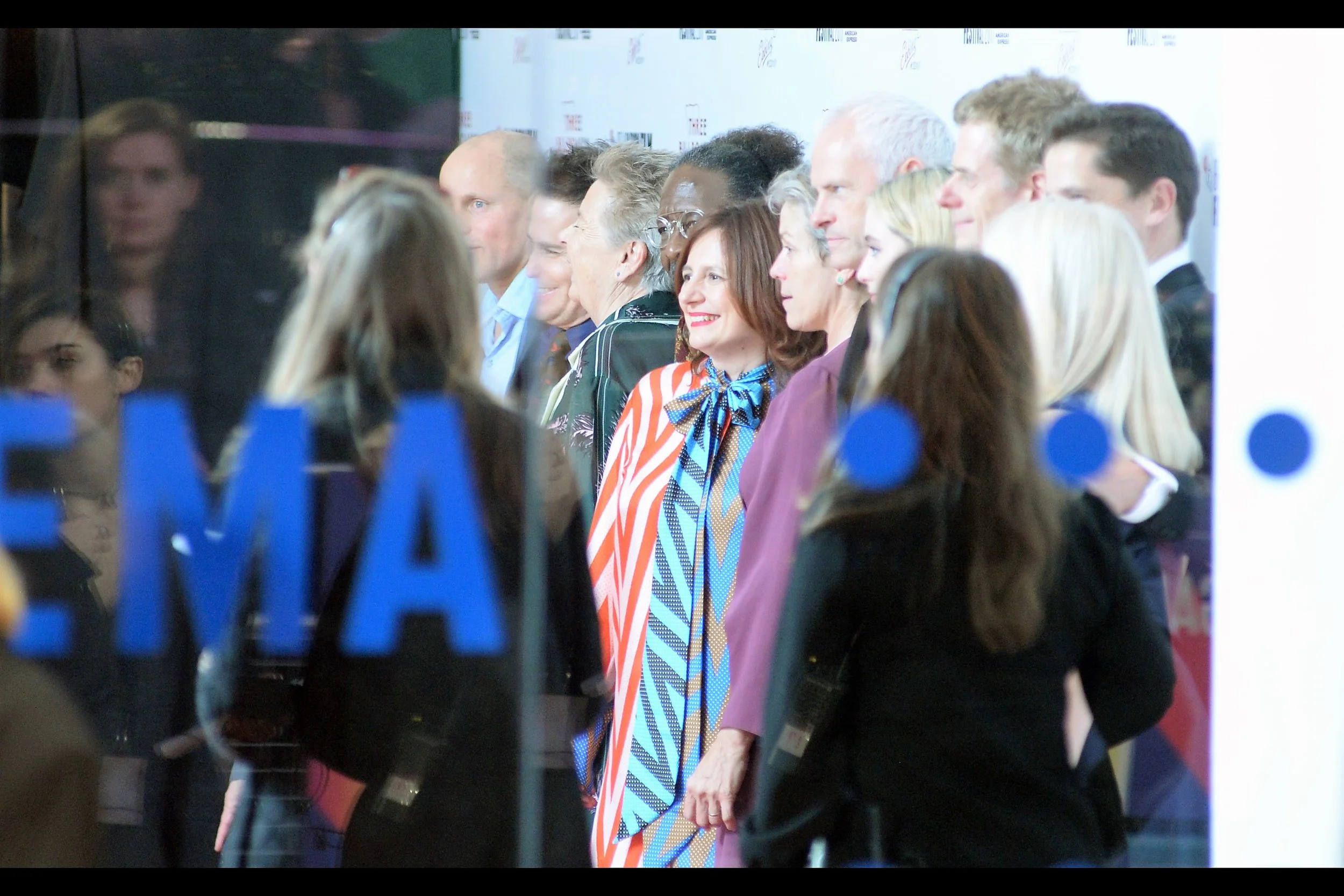 Group Shot! (Sam Rockwell, the only person I haven't *really* photographed all that well at this premiere, is the only person whose face is bisected by the division in the glass doors of the cinema. Huzzah. Still ... a nice alignment.