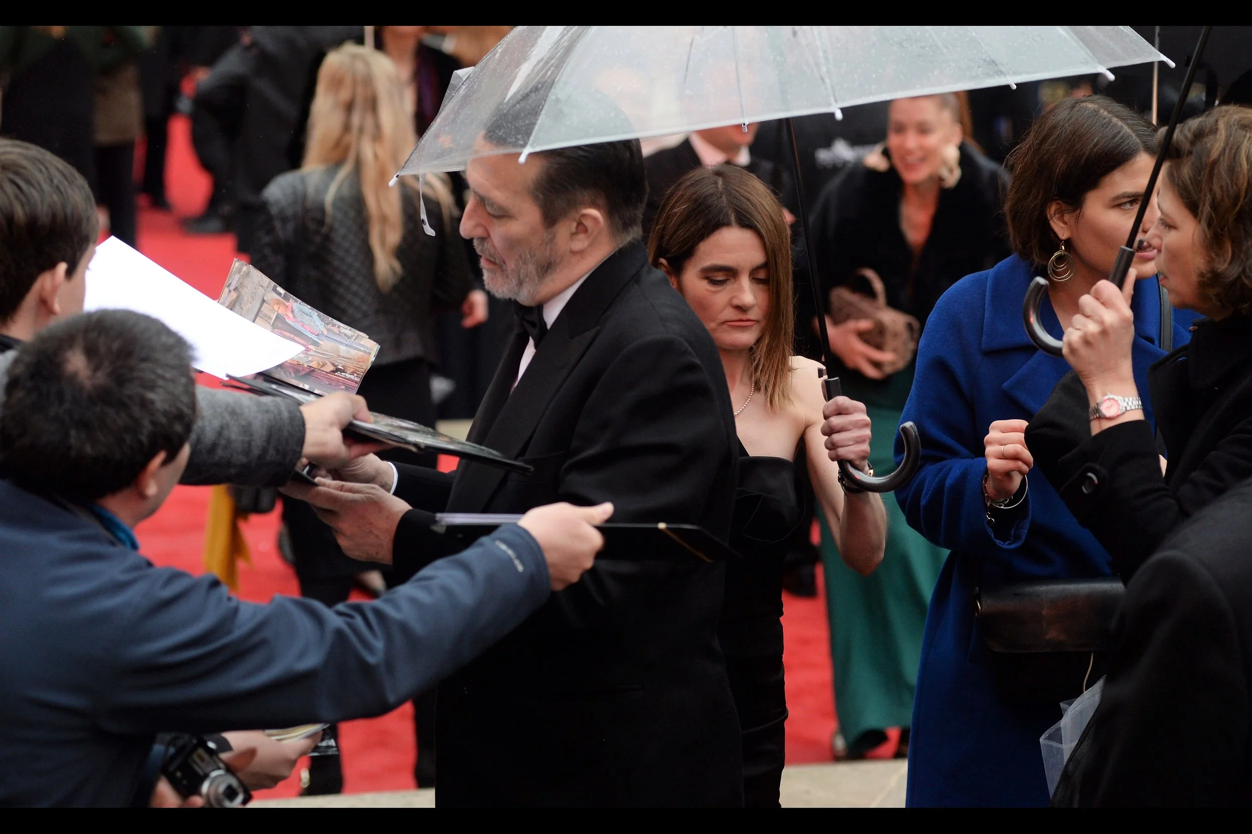 Passing by Ciaran Hinds is Shirley Henderson, arguably best known for being Moaning Mirtle across a few Harry Potter films, but she won Best Actress in a Musical on the night.