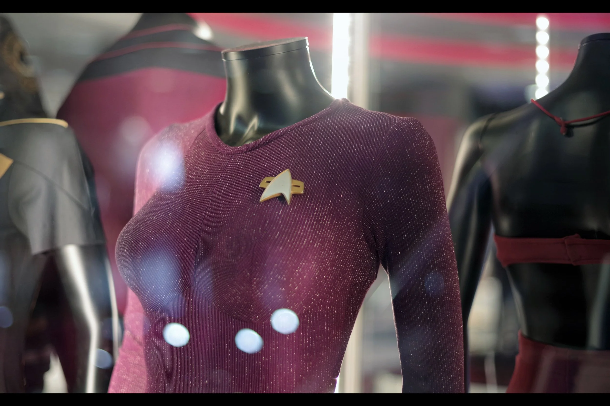 "I'm just a piece of clothing.... but you're making me feel uncomfortable." - Inanimate object don't have feelings, but fine. I'll go and photograph Jean-Luc Picard's Starfleet uniform... Seven of Nine Starfleet uniform from Voyager. Winning bid: £7,500.