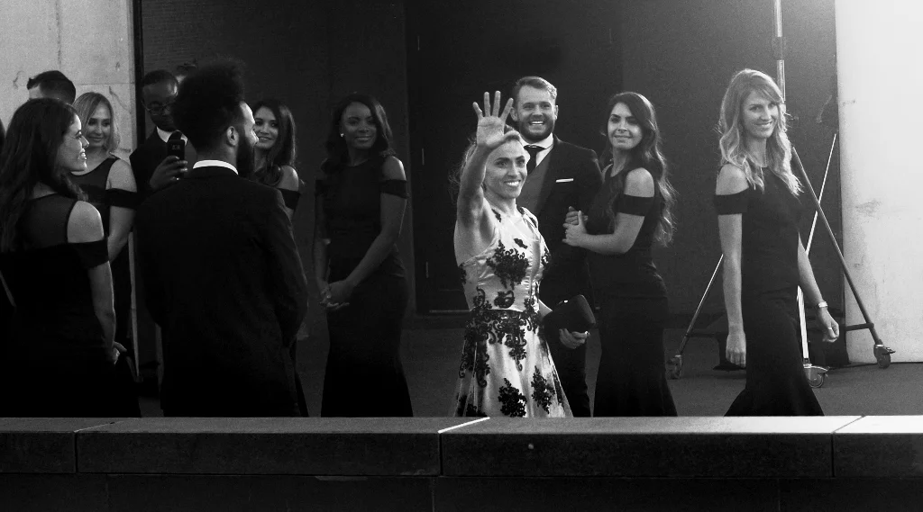 Only my keen knowledge of tomorrow’s newspapers tells me that this is “Marta”, who won the best Female Footballer award on the night, so any joke-comment along the lines of “Marta. Marta? Marta!! " would seem to be highly childish. And based on a reference to Batman v Superman, which itself was referencing The Brady Bunch.