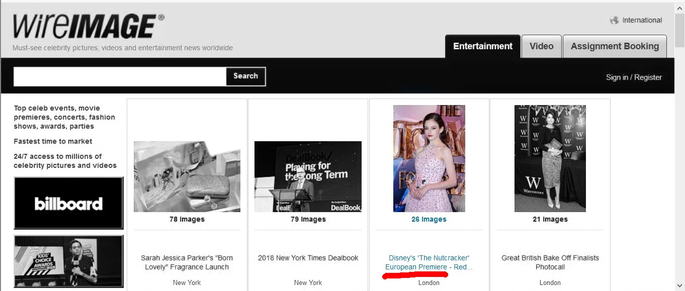 Oh, look! WIREIMAGE.COM is selling their images from the night as being from the EUROPEAN PREMIERE - what the hell??