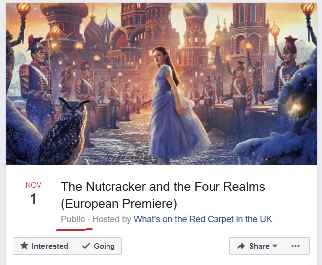 And “ What’s On The Redcarpet ” went one further…. not just HOSTING the event but explicitly calling it “PUBLIC” on their facebook page. (I’ve underlined it for emphasis)