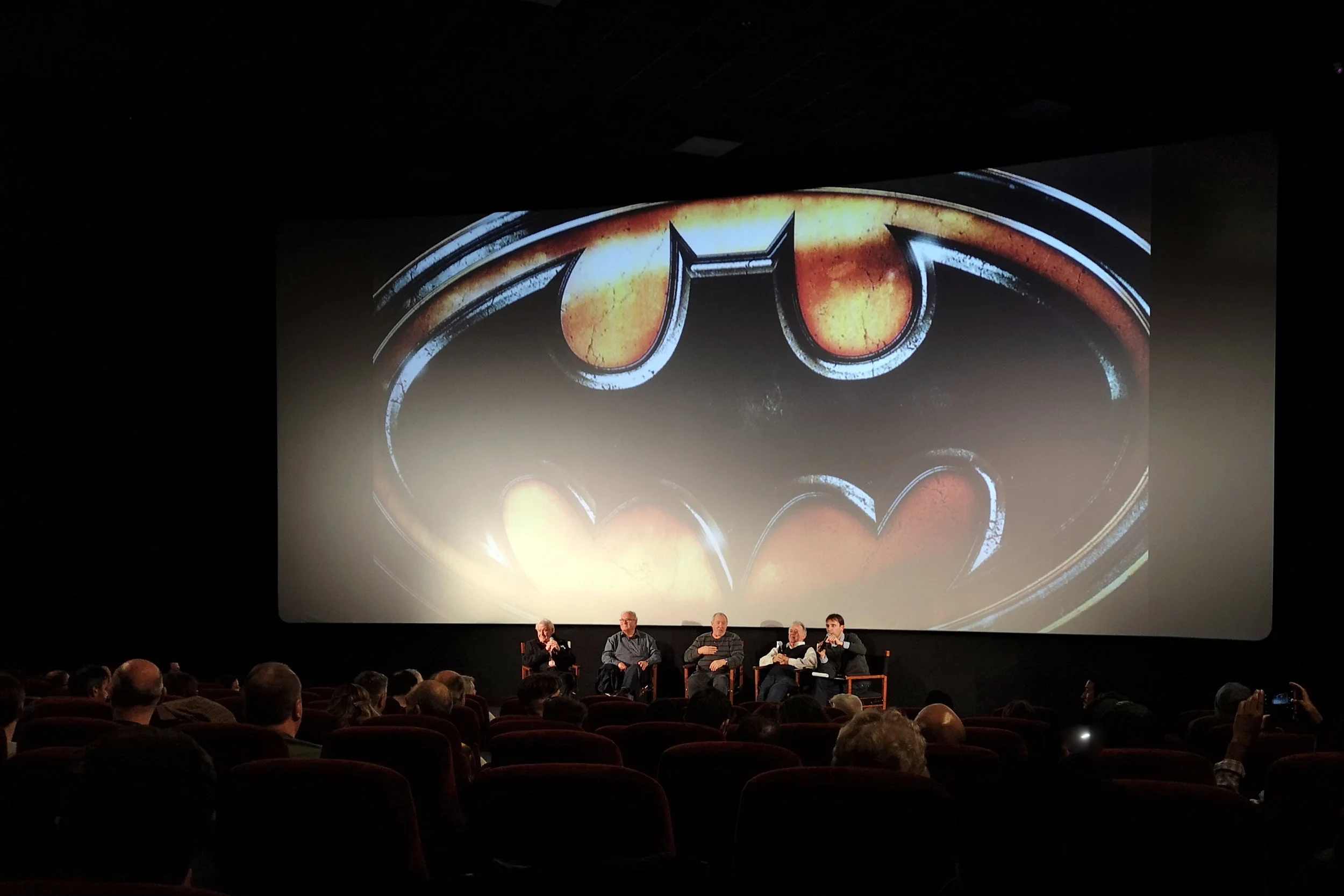 “Who’d care about an aftermath when you can have THE MAIN EVENT?” From left to right - John Evans (Special Effects Supervisor, ‘Batman (1989)’), Terry Ackland-Snow (Art Director, ‘Batman (1989)’), Eddy Joseph (Sound Editor, ‘Batman (1989)’), Chris Kenny (Co-Producer, ‘Batman (1989)’), and interviewer.