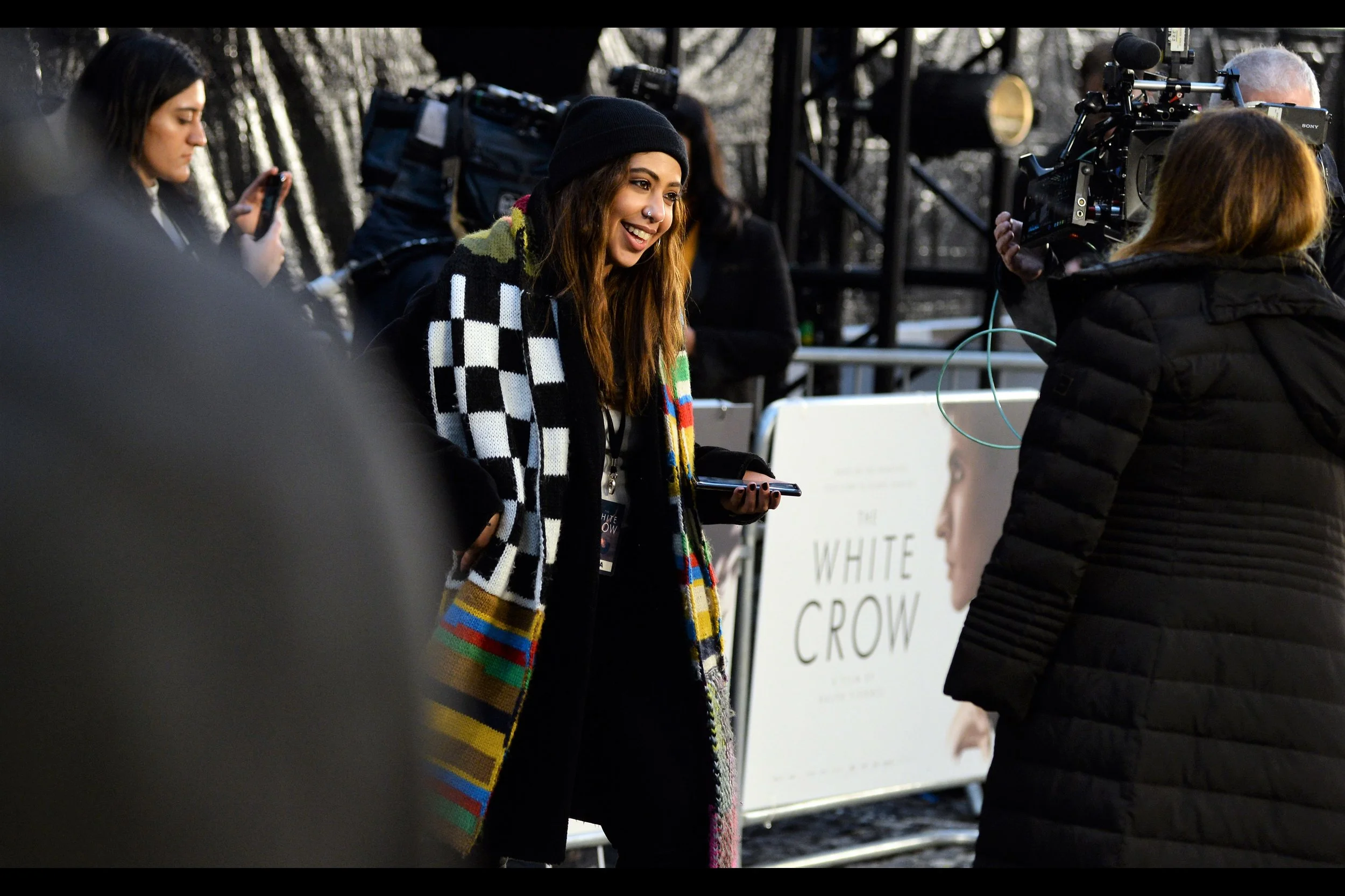 “I wanna say you’re all too young to appreciate how this scarf recalls the signal test patterns of early televisions… but I’m also too young. So make of it what you will”. I’m just going to stand here and feel old.