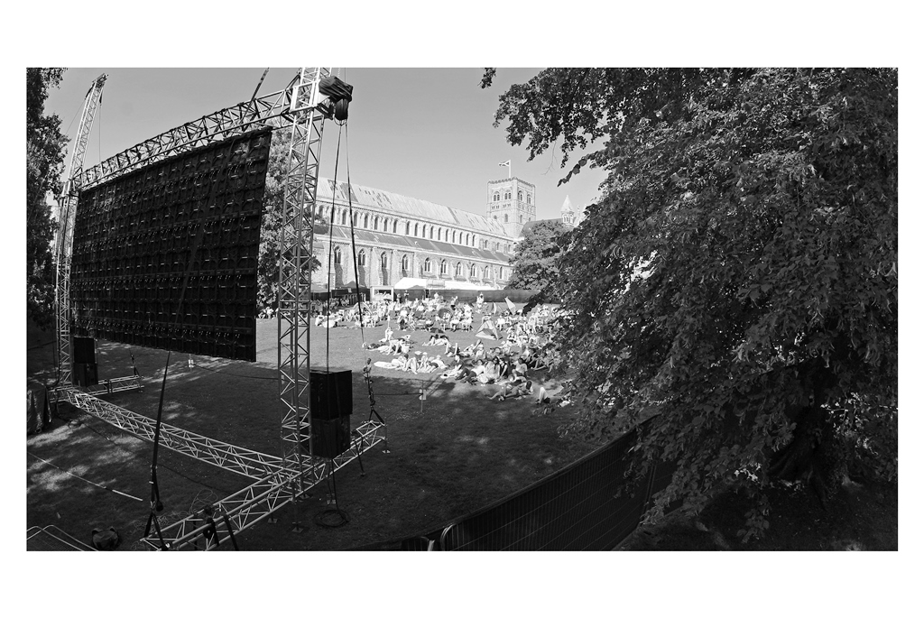 24. FILM FESTIVAL . On the negative side, MANY PEOPLE took this shot - holding their mobile phones above the 1.8m high exclusion barrier and sneaking a shot of the audience. However, I had a fisheye and a monopod to take this shot to include the screen, the audience AND the abbey - I liked the idea of taking a photo that everyone else was taking, but differently (see also : possibly the Ye Olde Fighting Cocks pub shot). On Reflection : *Maybe * I should have taken this shot at night… but the fitness app on my phone already read that I’d walked OVER THIRTY NINE THOUSAND STEPS on the day…. this would have been a considerable additional walk in the evening, and I was already up til 2:30am editing and uploading photos (I had a premiere the next day, so all my photos were actually taken across about 10 hours, not the full 24 I had access to)