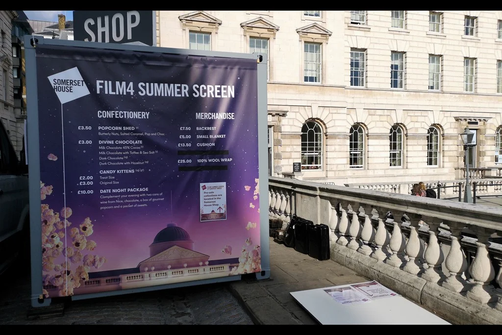 Not a great photo of the vim and vitality of a Film4 Summer Screening, but historians of the future who might otherwise have no idea how much a “Popcorn Shed” or “Candy Kittens” cost will have me to thank.