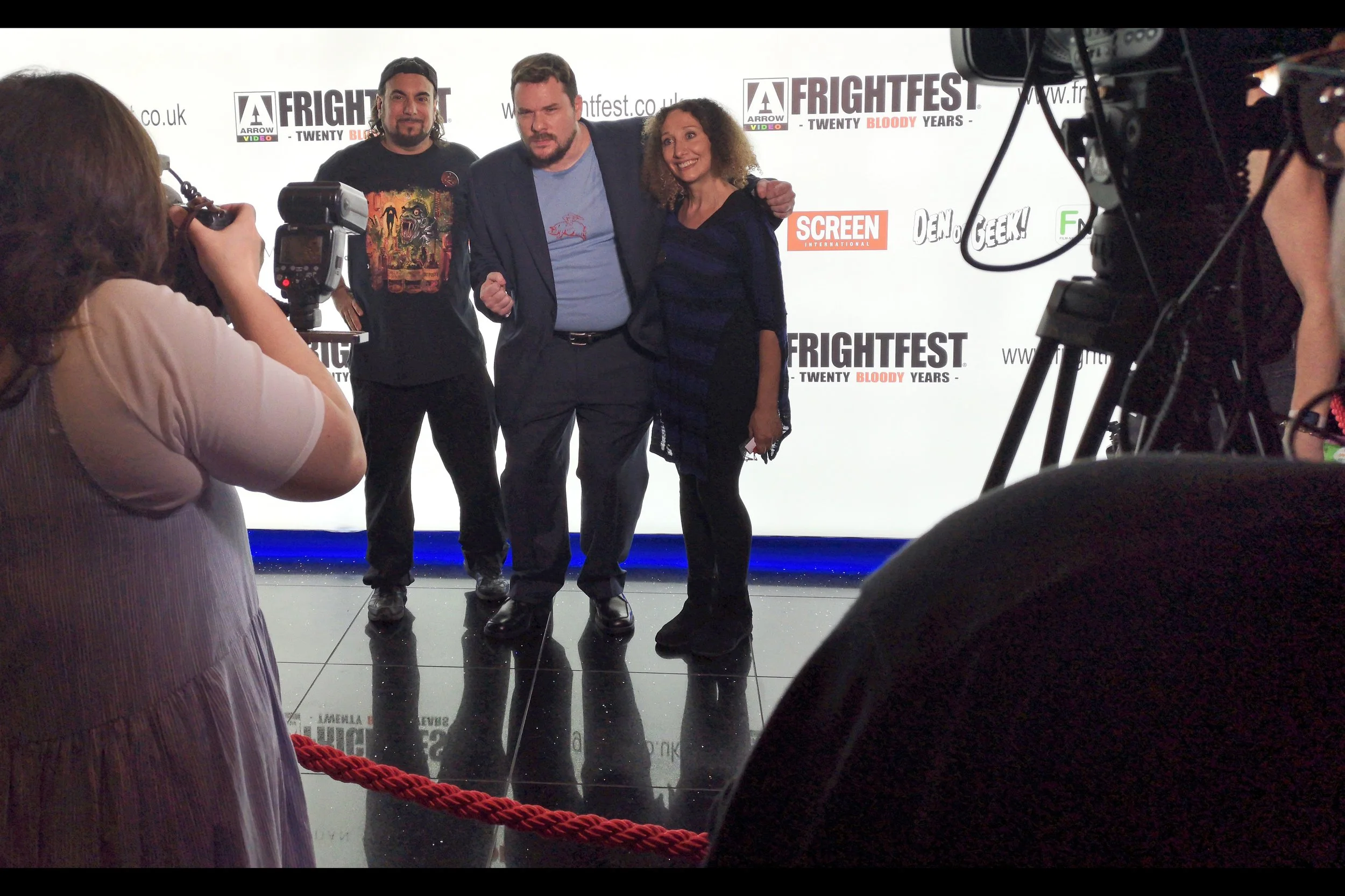 “I’m here with my good friends Morena Baccarin and William Shatner… and what the hell you can just call me either one of the Russo Brothers while we’re at it” I’m fairly certain that the two people flanking director Jason Axinn are writers Jim Cirile and Tanya C. Klein.
