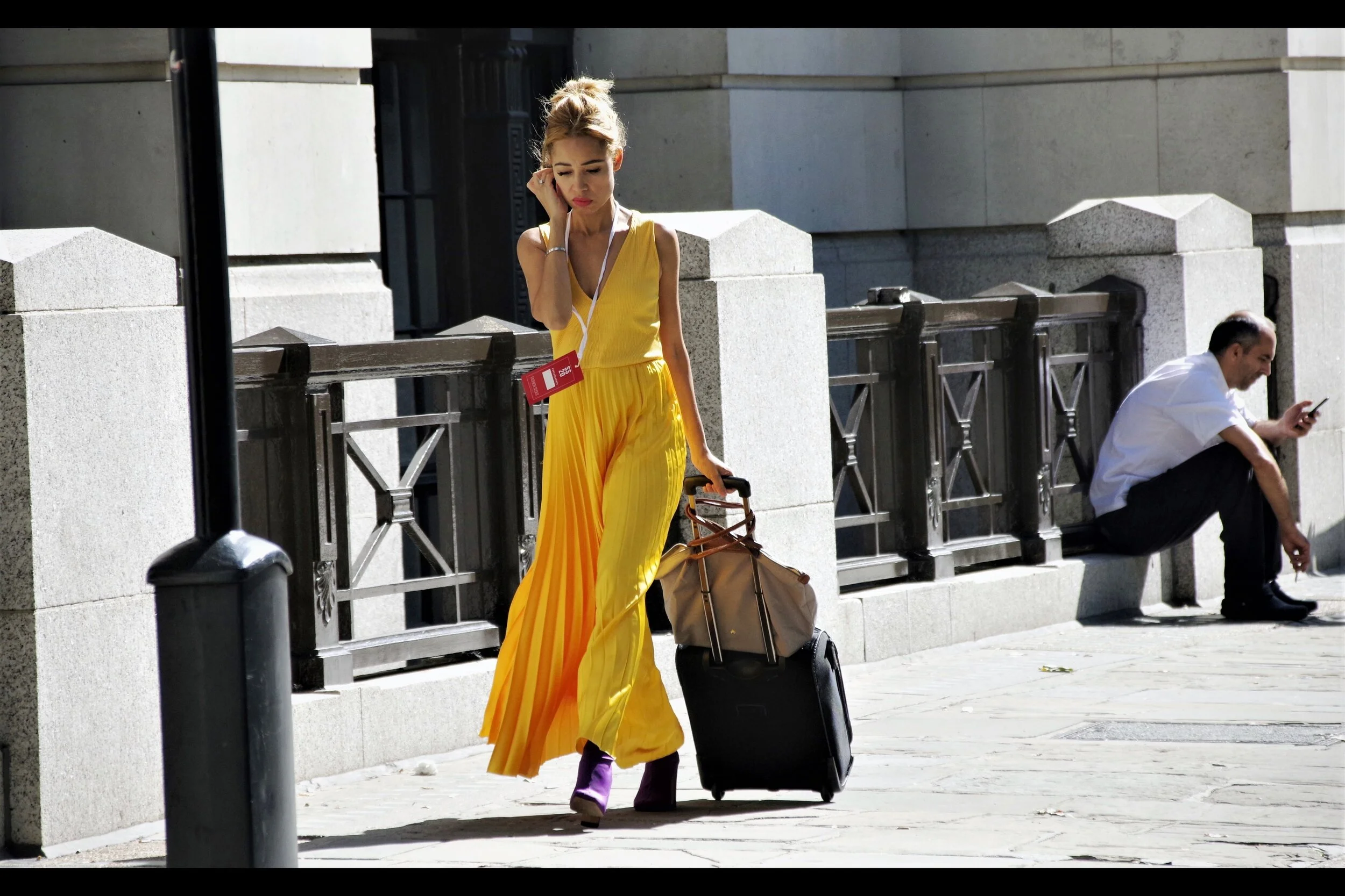 “Justine? He never even stopped texting when I walked past. Am I losing my allure, or are the purple shoes just a little bit too much?”
