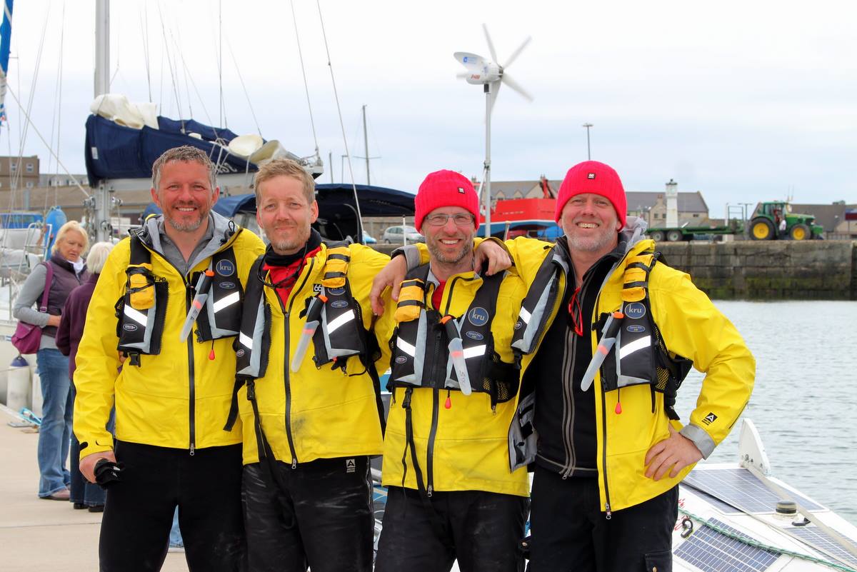 Eyþór Eðvarðsson, Einar Örn Sigurdórsson, Svanur Wilcox and Kjartan Jakob Hauksson at the arrival in Scotland.