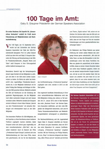 100 Tage im Amt - Gaby S. Graupner Präsidentin der German Speakers Association