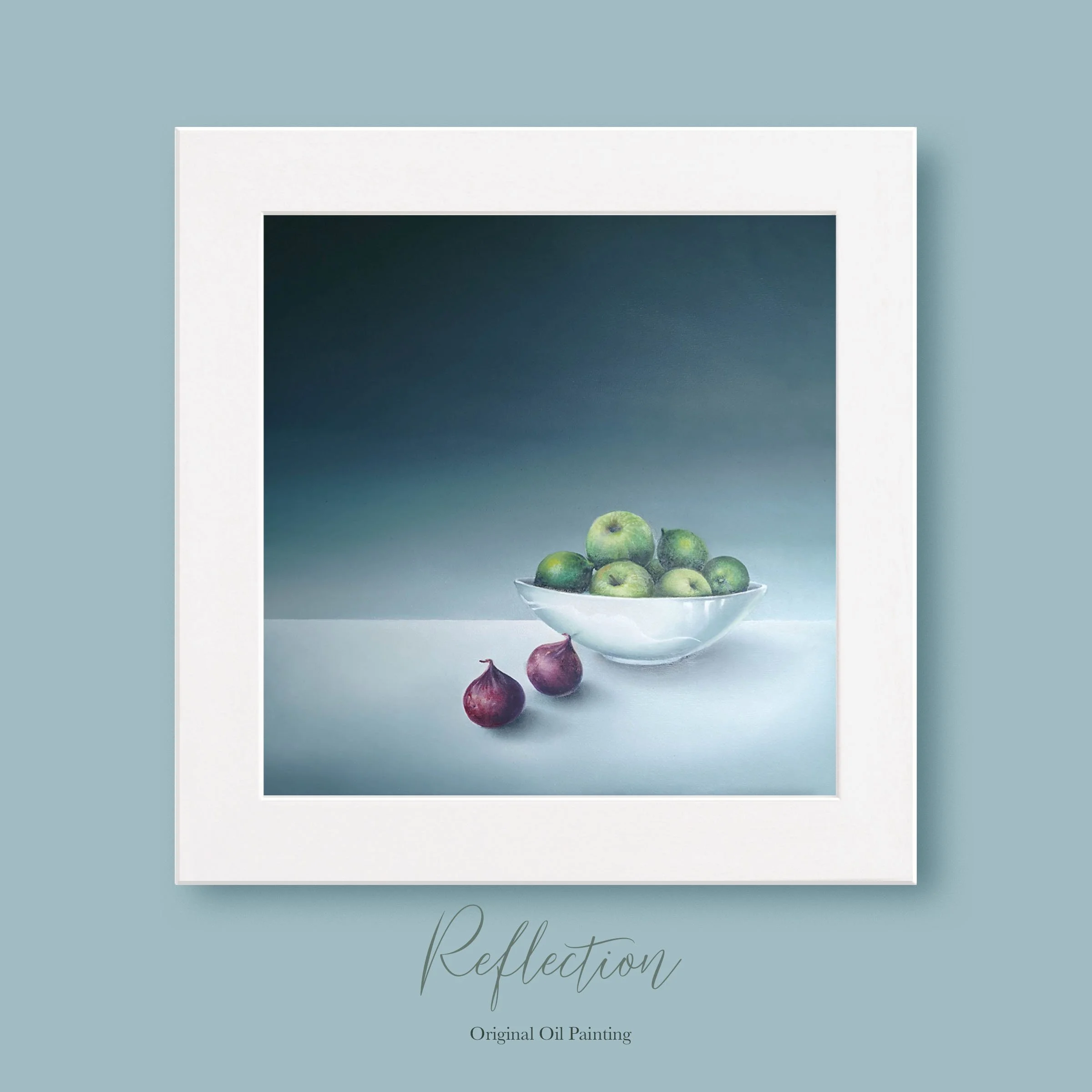 'Reflection oil painting,' On duck egg wall with script psd.jpg