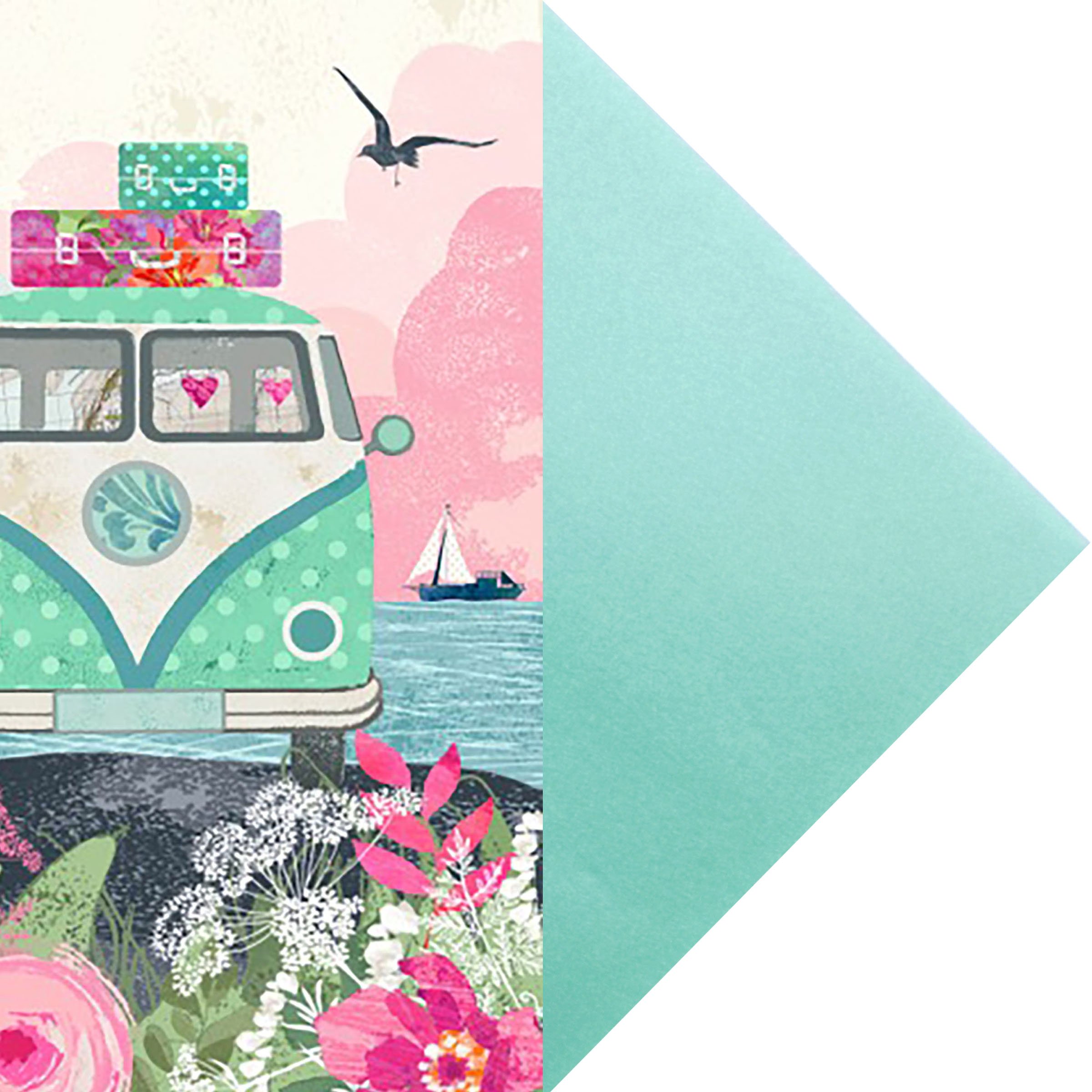 Aqua Pearlescent Envelope wiith Road Trip greetings card.jpg