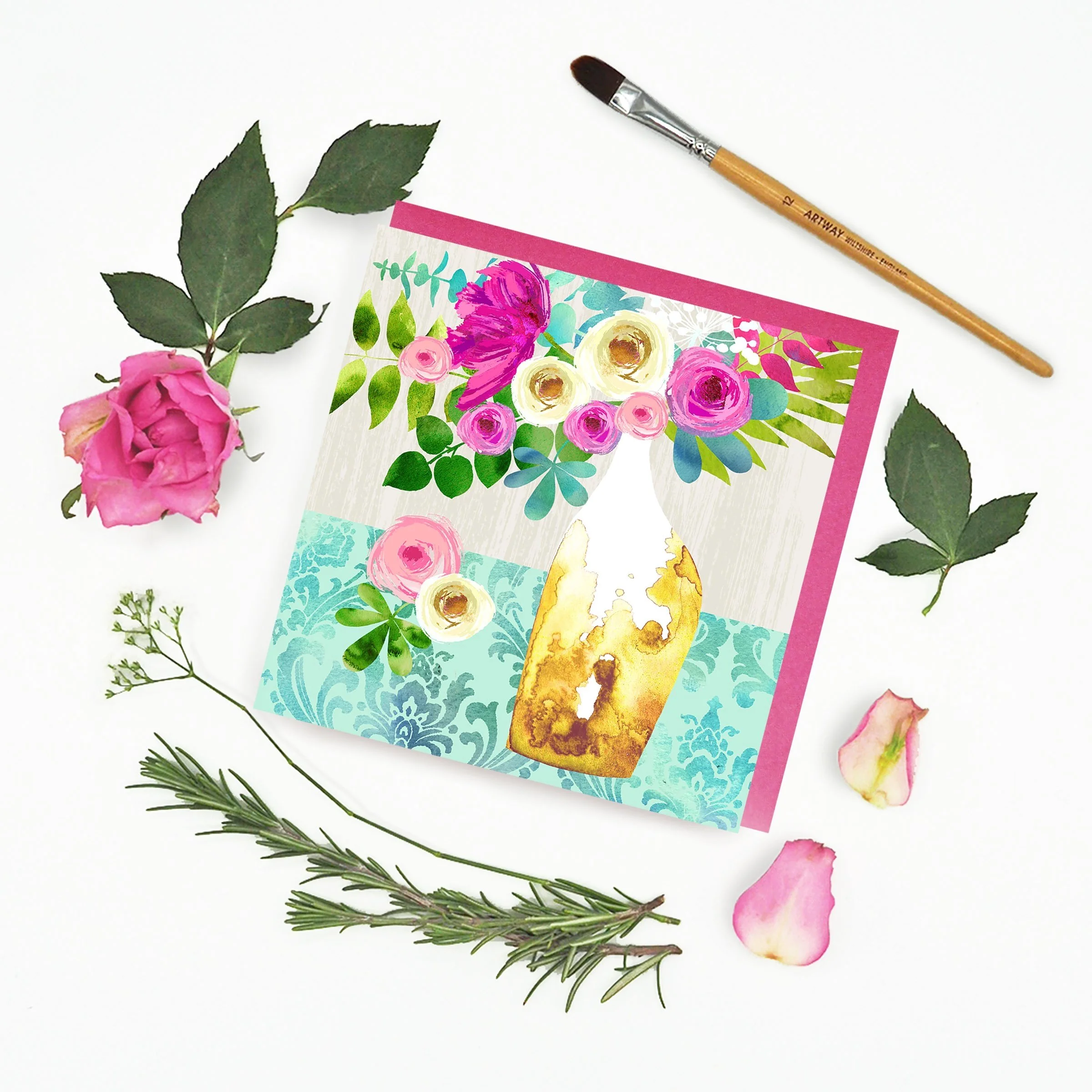 Symphony Of Flowers Greetings Card - on a white background. psd.jpg