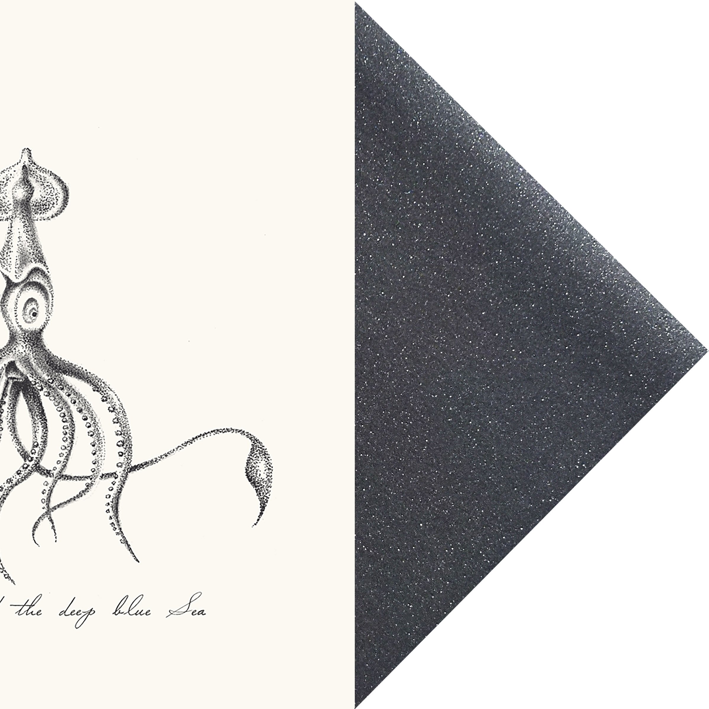 black pearlescent Envelope with 'To The Depths Of The Deep Blue Sea' Greetings Card.jpg