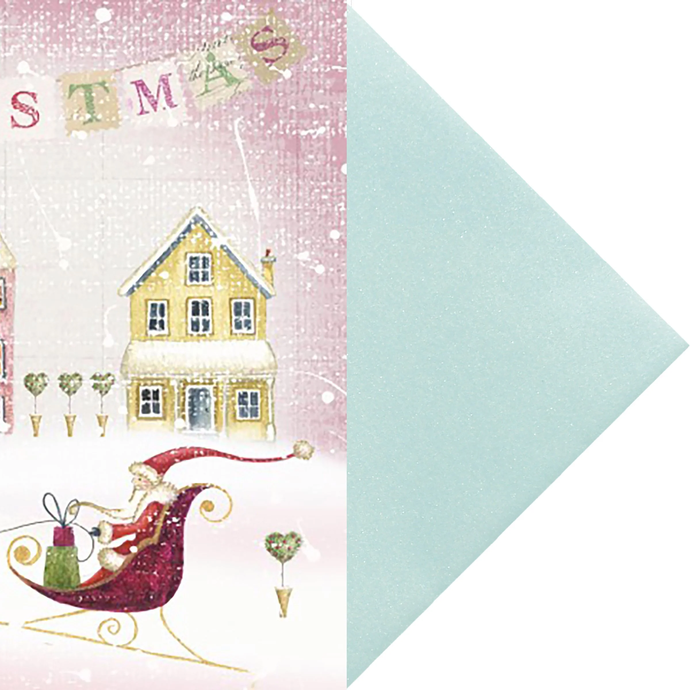 pale blue Pearlescent Envelope wiith Santa's Sleigh greetings card.jpg