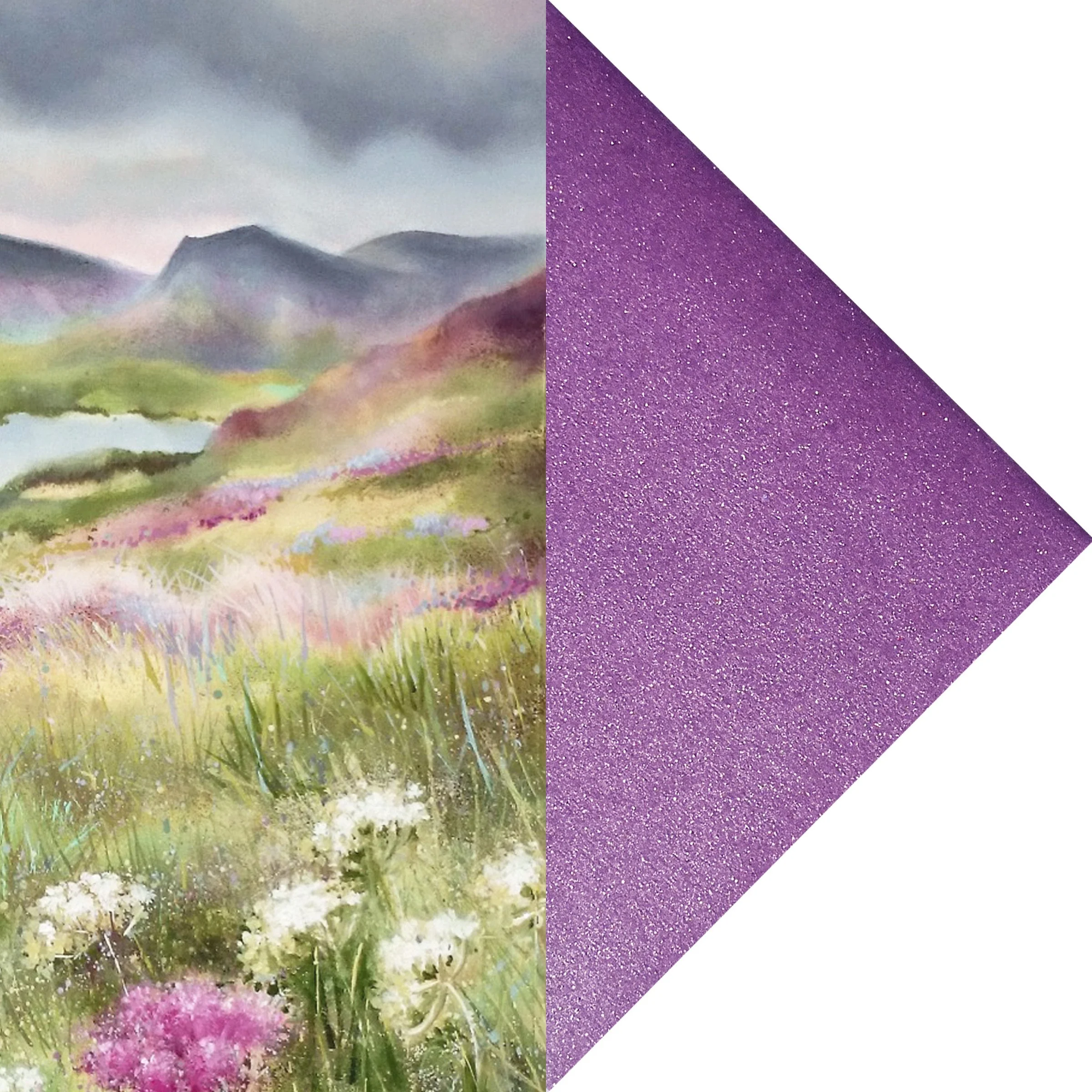 purple pearlescent envelope with Heather Mist Card.jpg