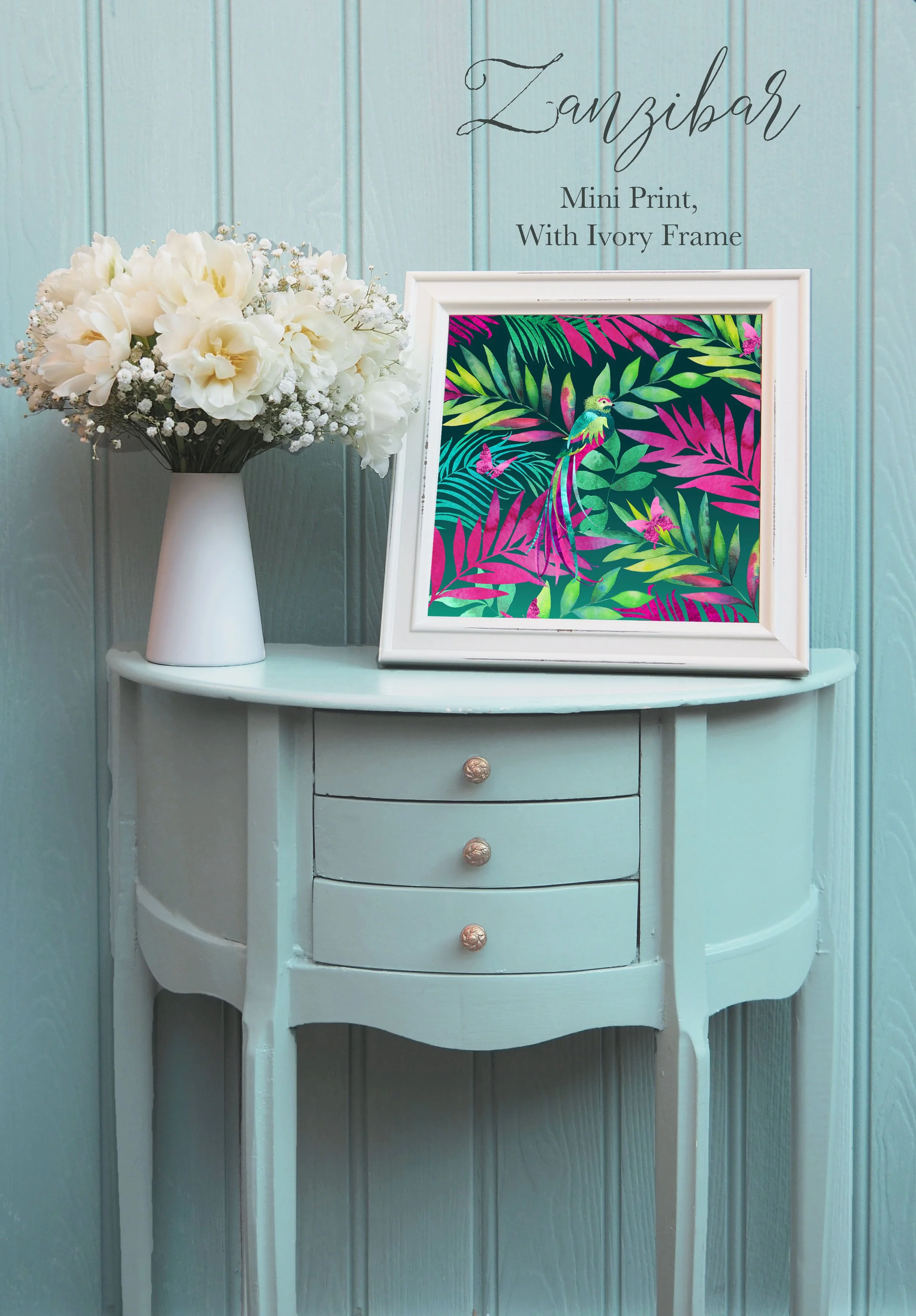 Zanzibar Mini Print With Cream Frame - Lifestyle shot copy.jpg