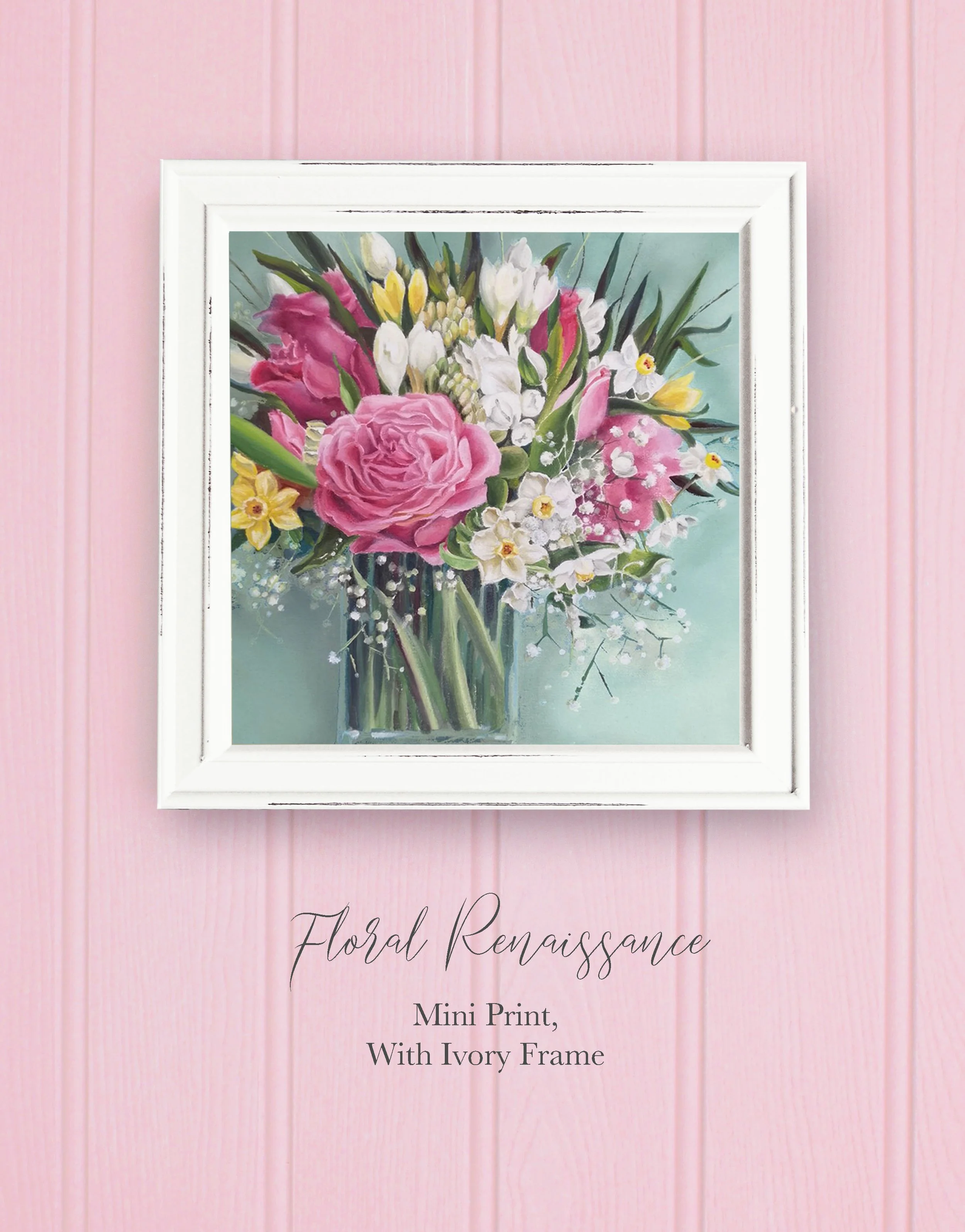 Floral Renaissance Mini Print With Ivory Frame and pink background  copy.jpg