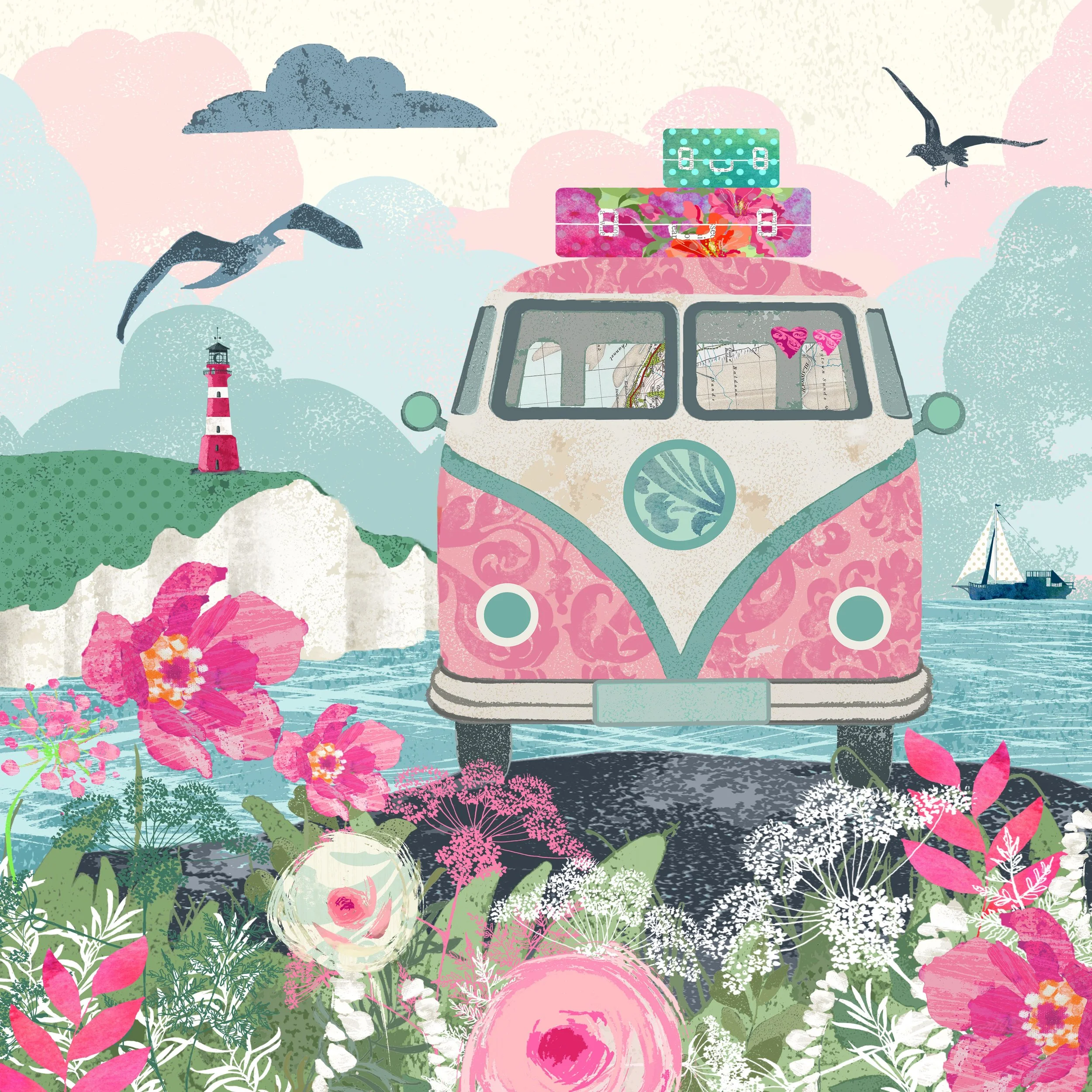 Road Trip With Pink Camper Van, Mini Print - Web Version.jpg