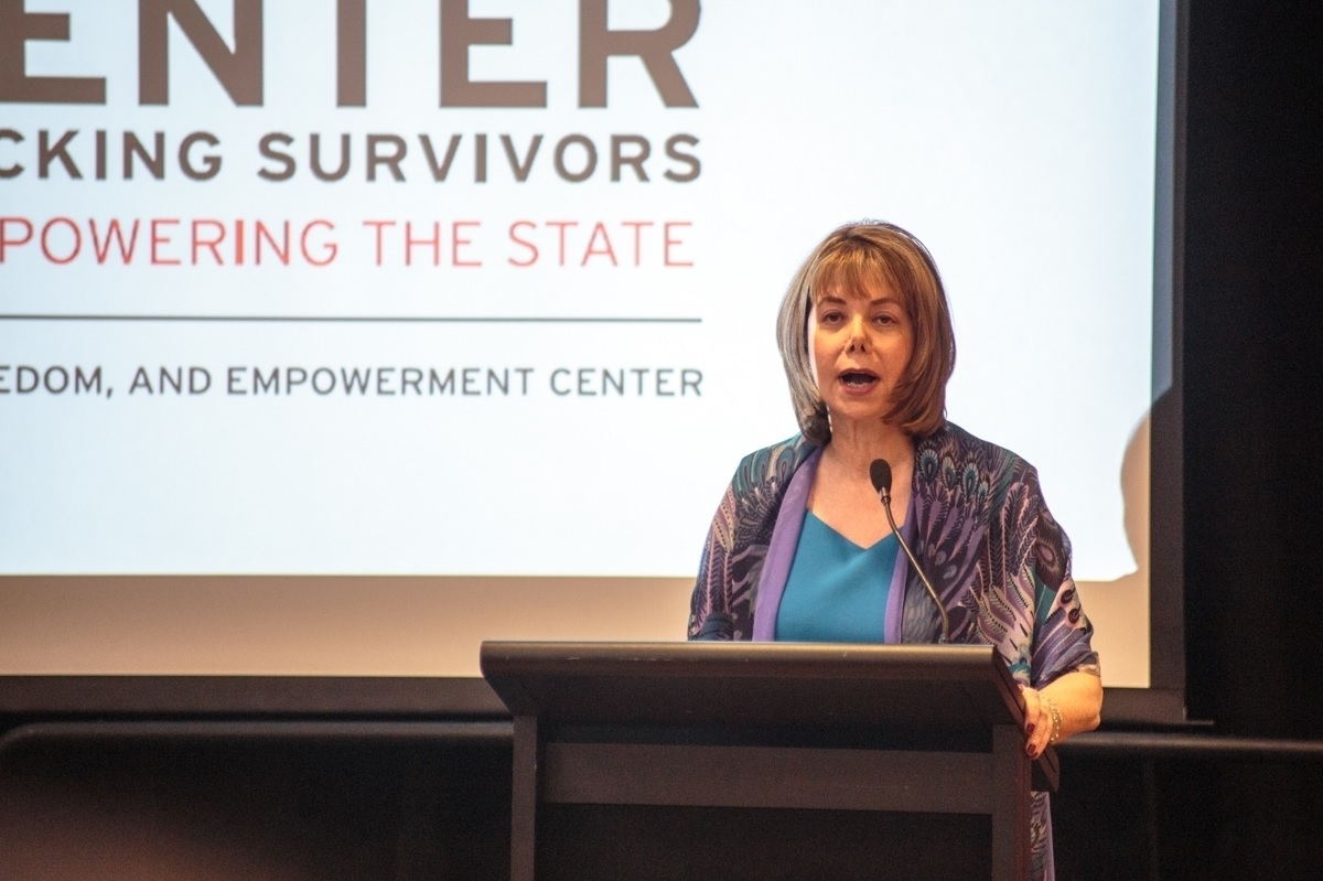 Susan Esserman, founder and director of the SAFE Center, speaks at the announcement ceremony on May 9, 2016. (File Photo/The Diamondback)
