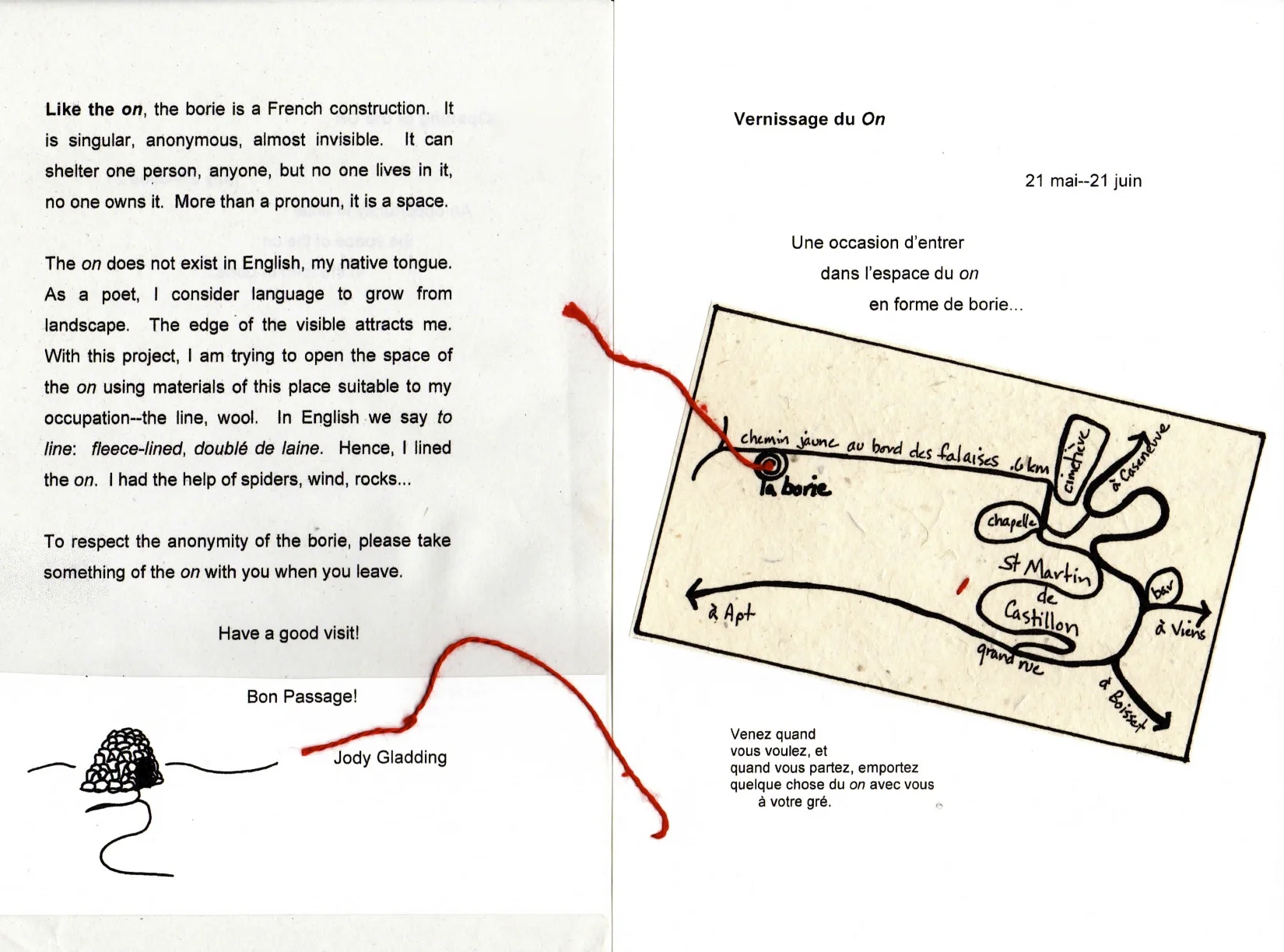 Invitation to the Opening of the O n. (back/front)