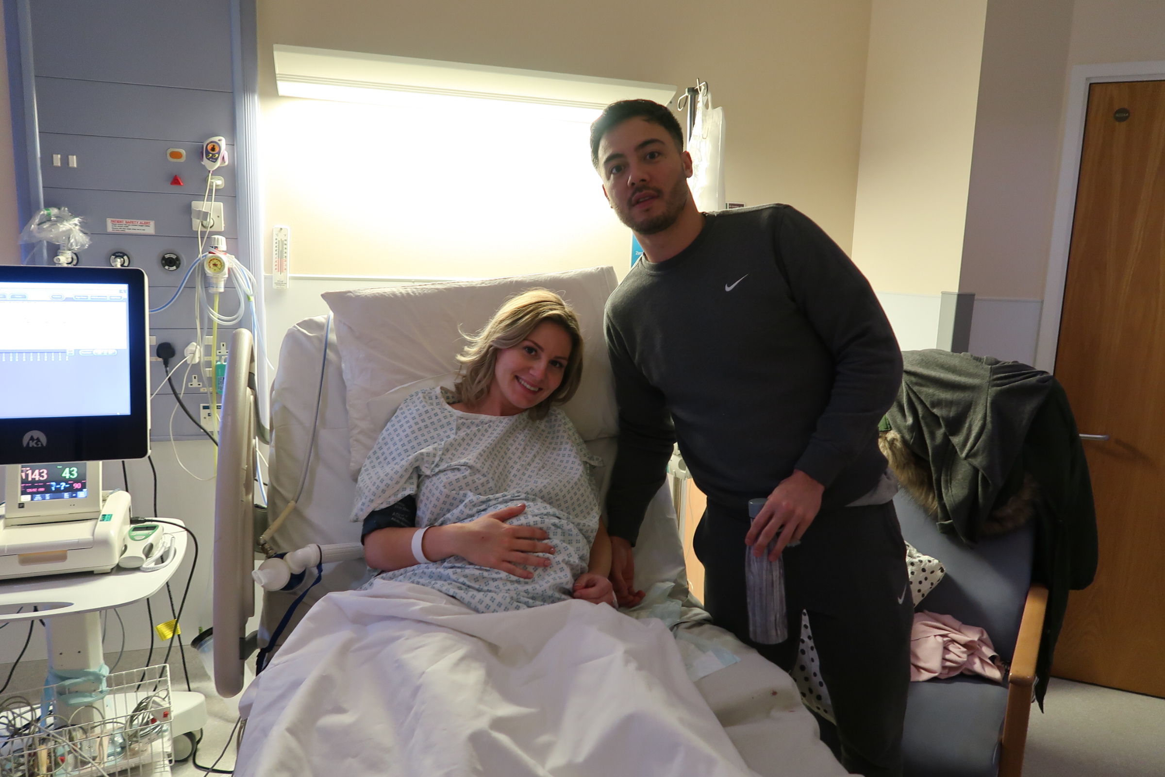 smiling after an epidural feeling like I can do this! I even took my hair down and brushed it ready for pushing
