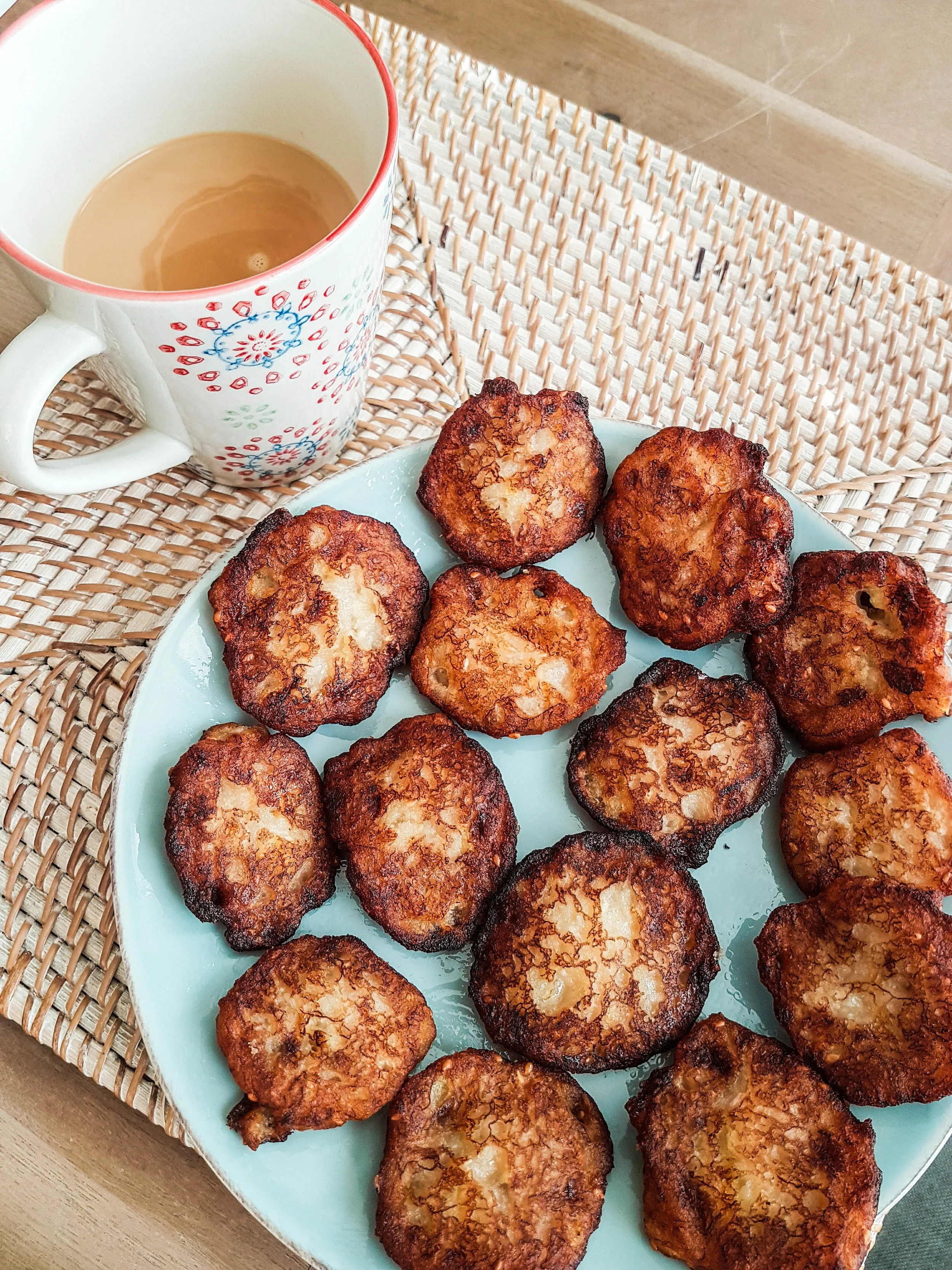 Warm Banana Fritters with a hot cup of Chai
