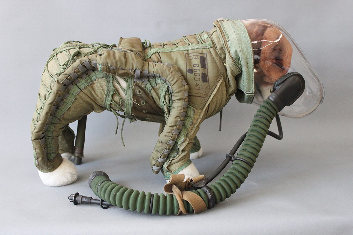 Dog Space Suits - Reproduction of a Soviet canine pressure suit and rocket powered ejection sled