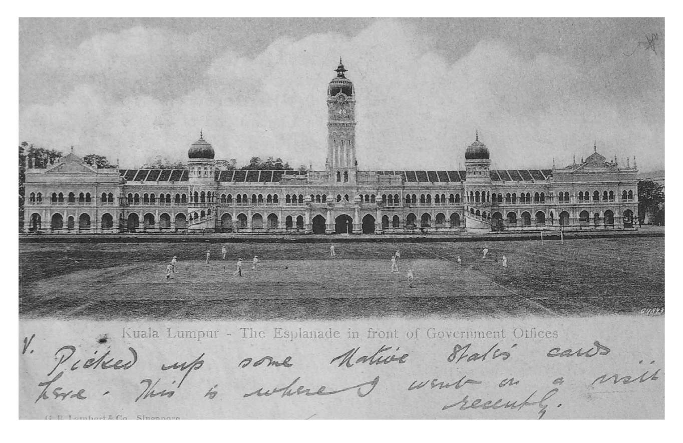 The Padang being used by British officials as recreational ground to play sports such as cricket