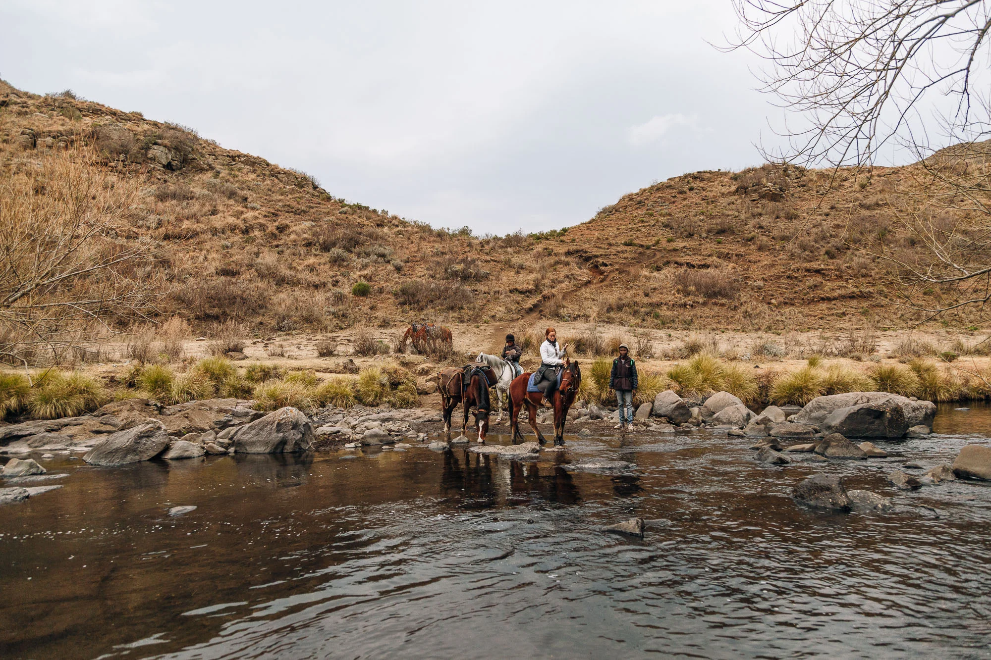 Keeping dry crossing the Ketane River