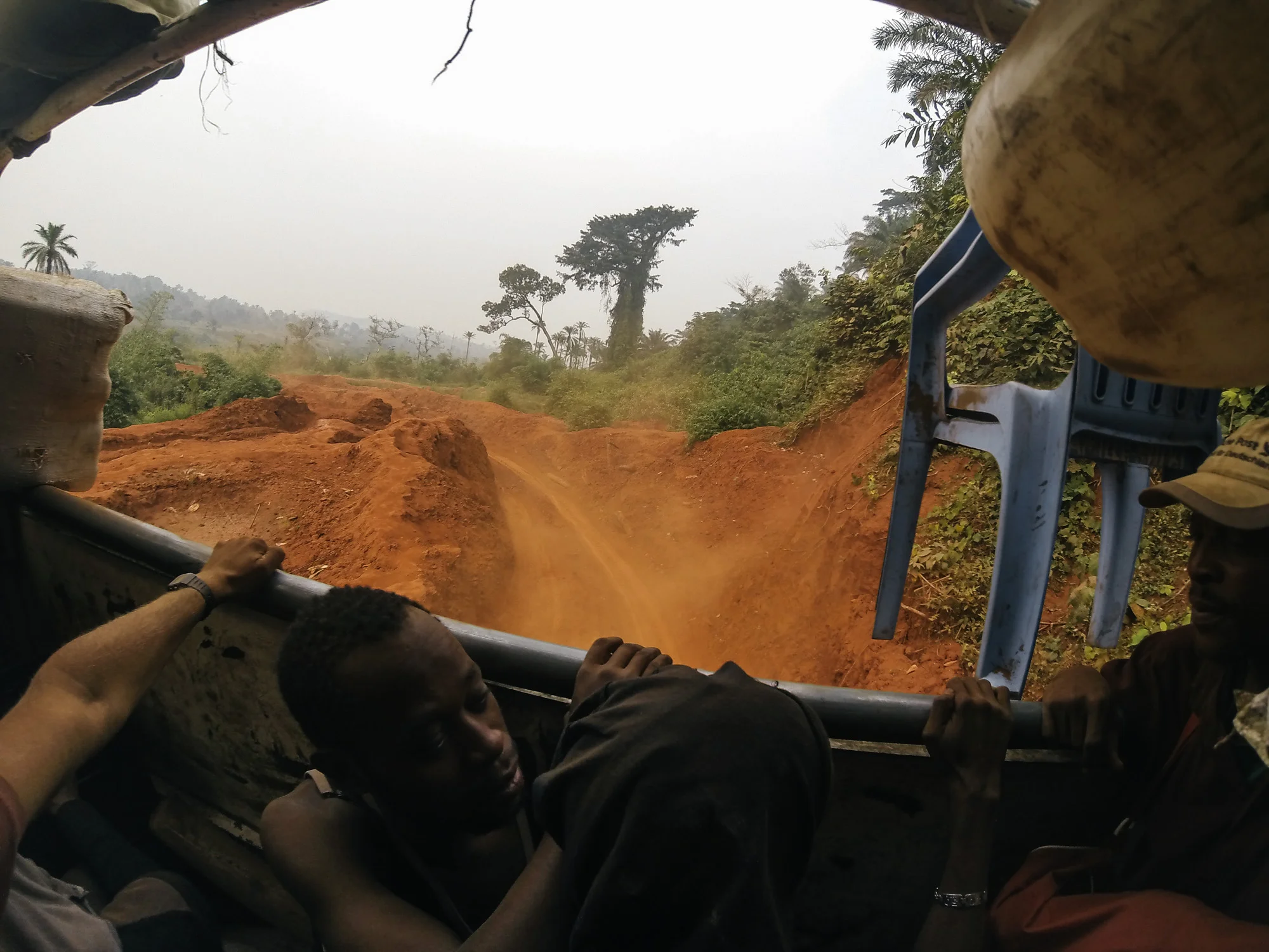 The space at the back of the truck had more air and was therefore much sought after. The strongest/most imposing men took this spot. We befriended them.