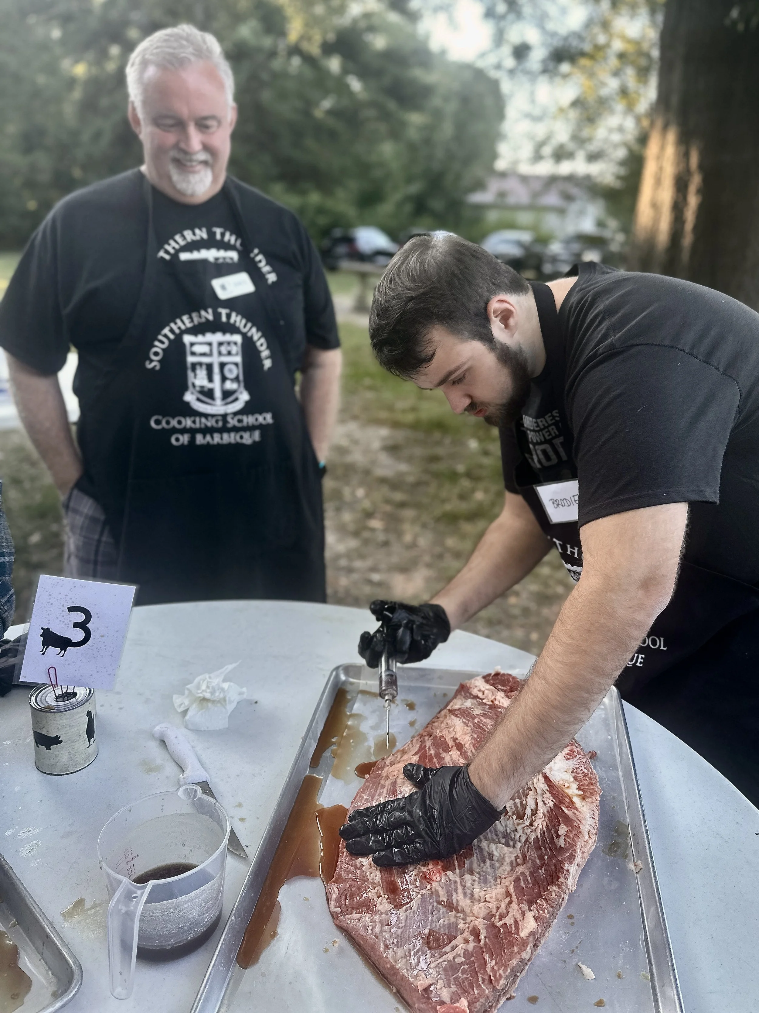 Lets add some flavor and moisture by injecting this 14lb brisket with au-jus. 