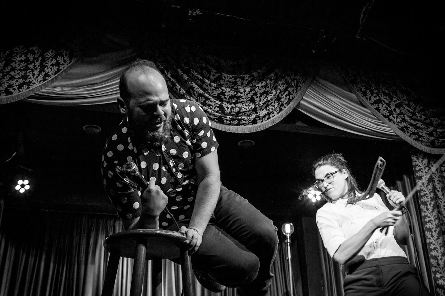 Action shot with @judey_moody &amp; @alexhanpeter #SuperSeriousShow 📷: @calliebphoto