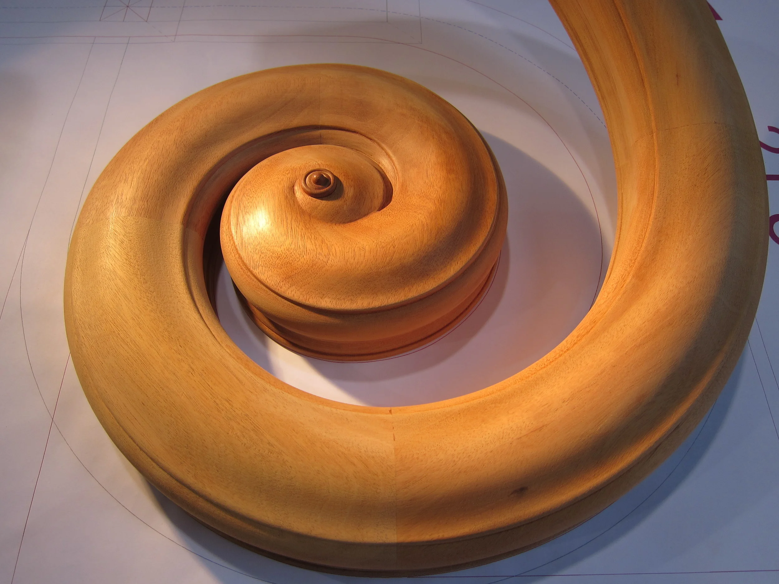 Large Mahogany Volute