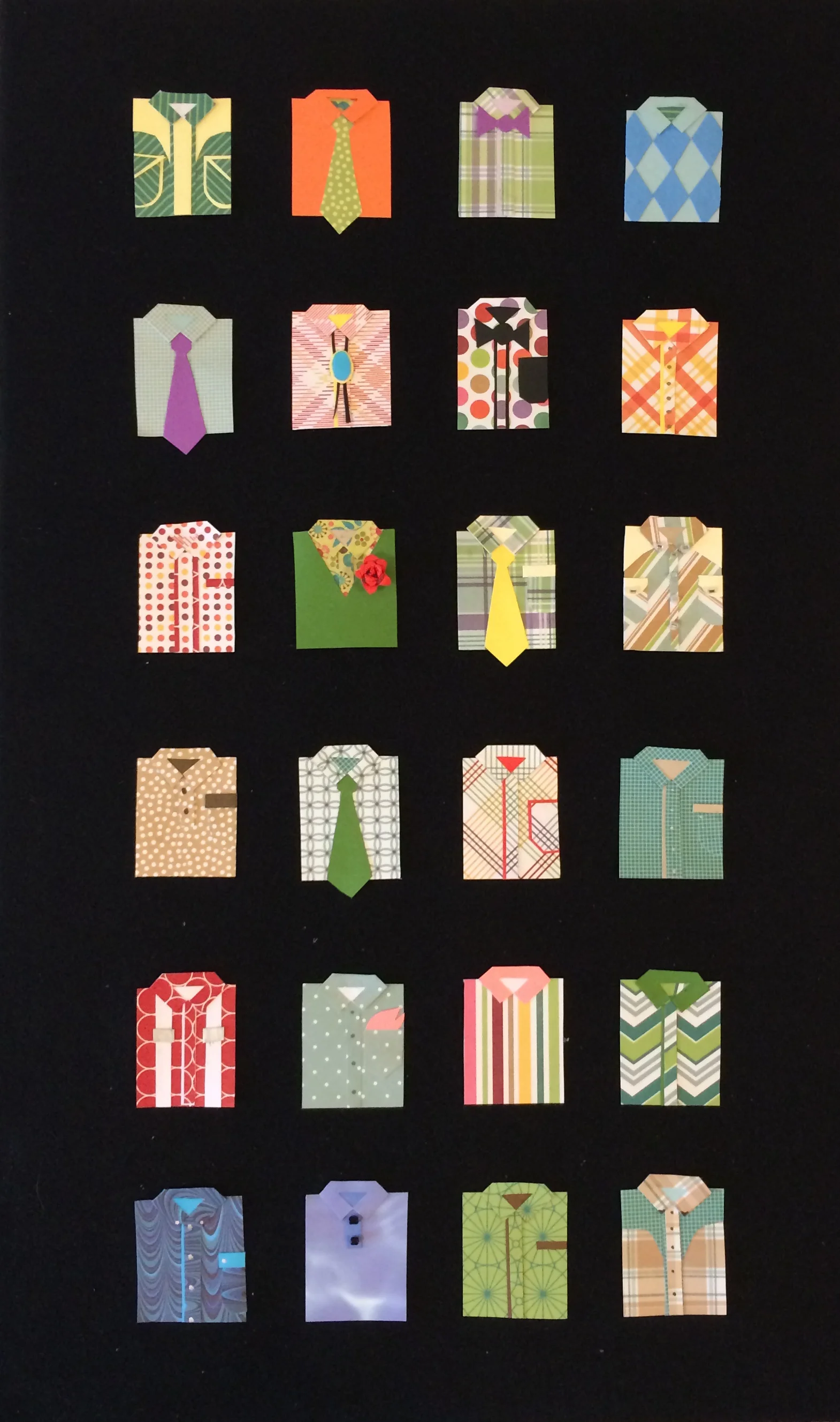 Handcut Paper Shirts in Shadowbox