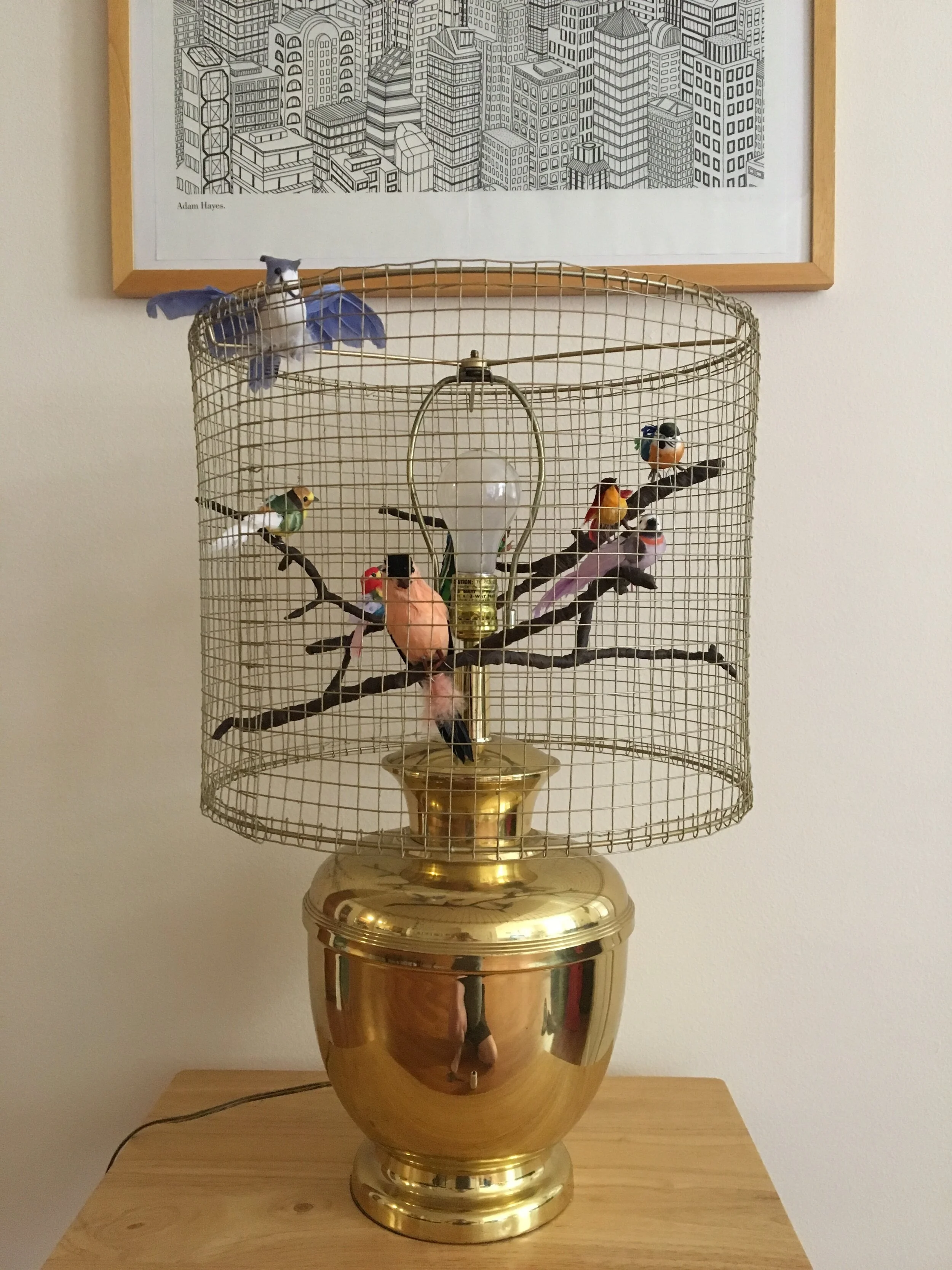 Aviary Lampshade for Vintage Lamp Base