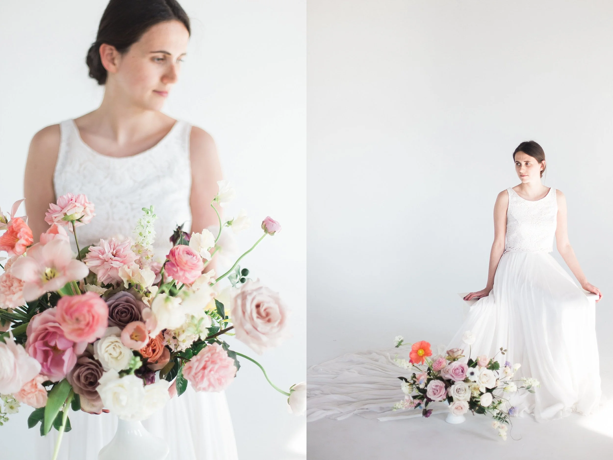 Academy Florist Styled Shoot | Bridal Portraits with bouquet | Bliss Bridal Boutique | photographed by Film photographer Keila Marie Photography