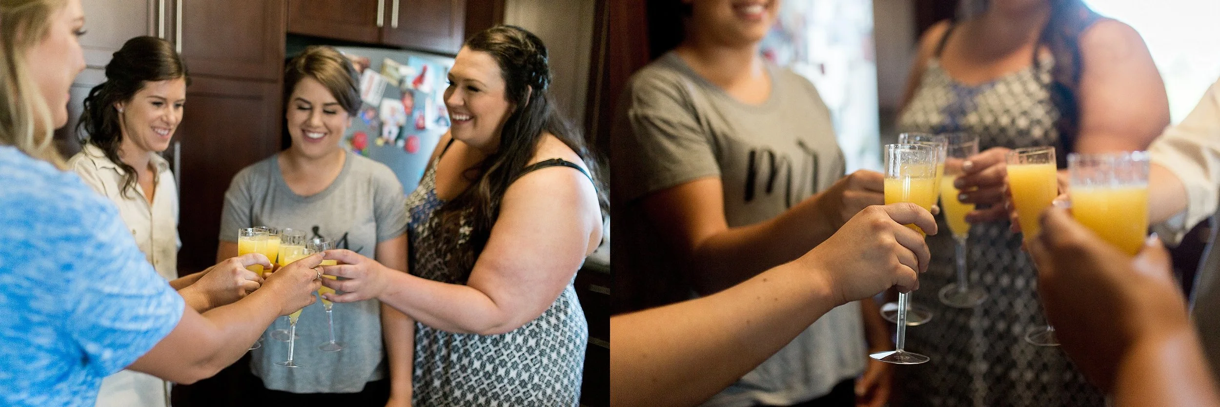 Getting ready pictures, Bridesmaid cheers, Manitoba Bride, Mimosas on wedding day, Keila Marie Photography