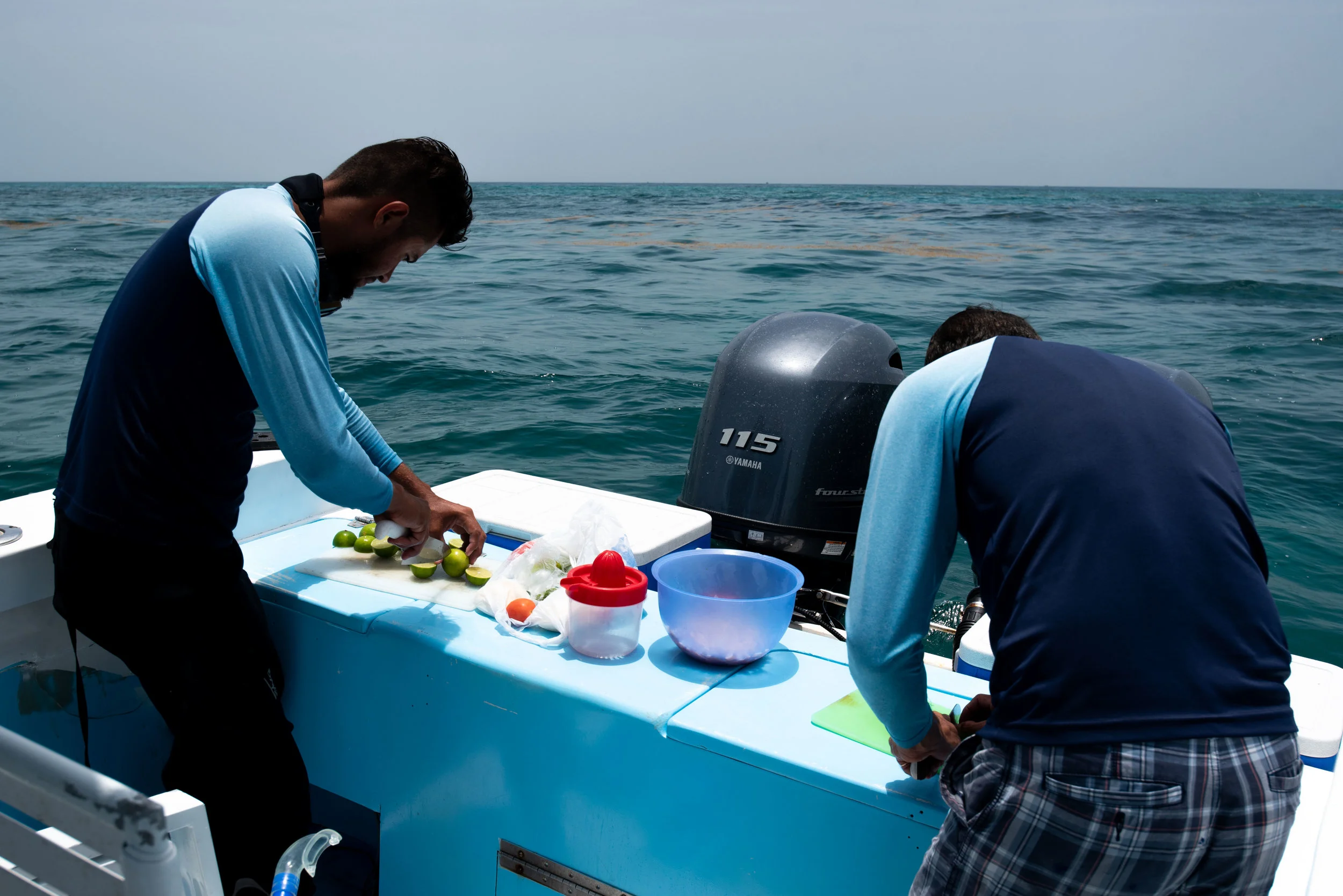 Our guides making us fresh ceviche.