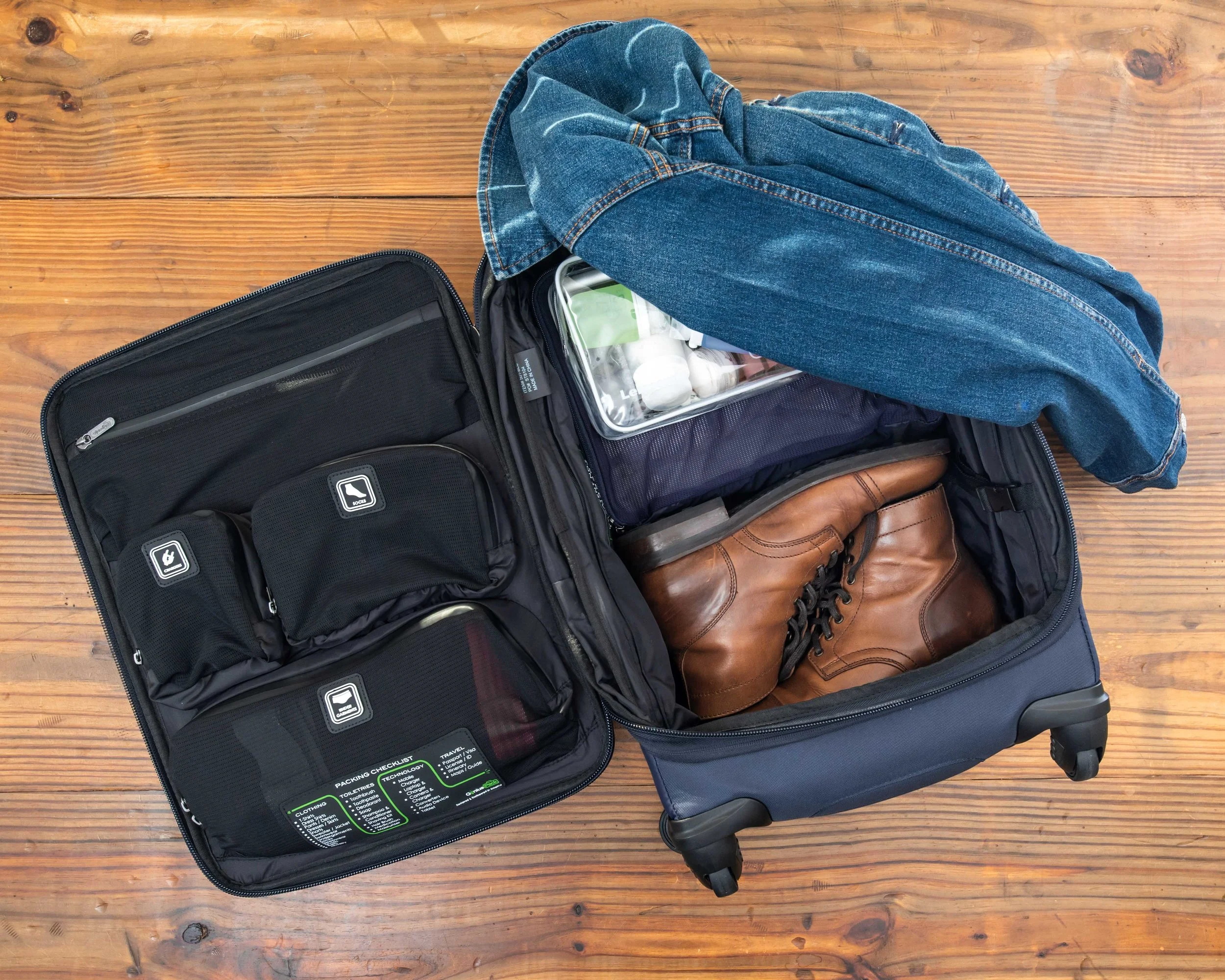 Packing cubes help keep everything organized.