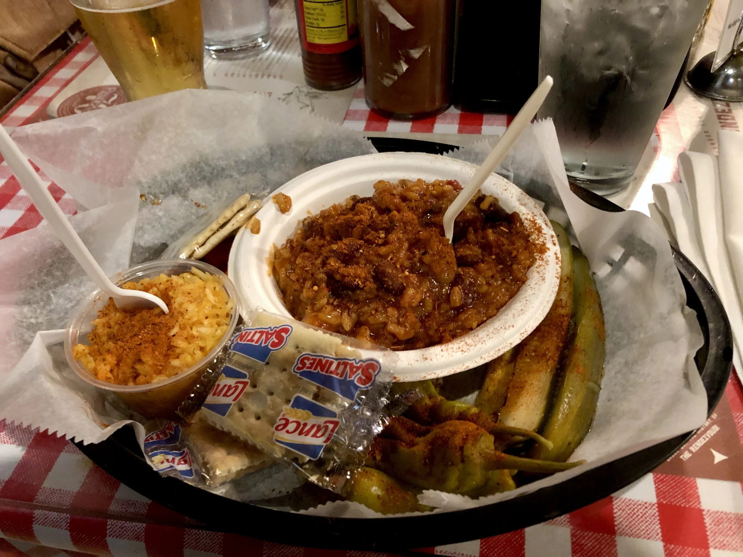 The meatless red beans and rice.