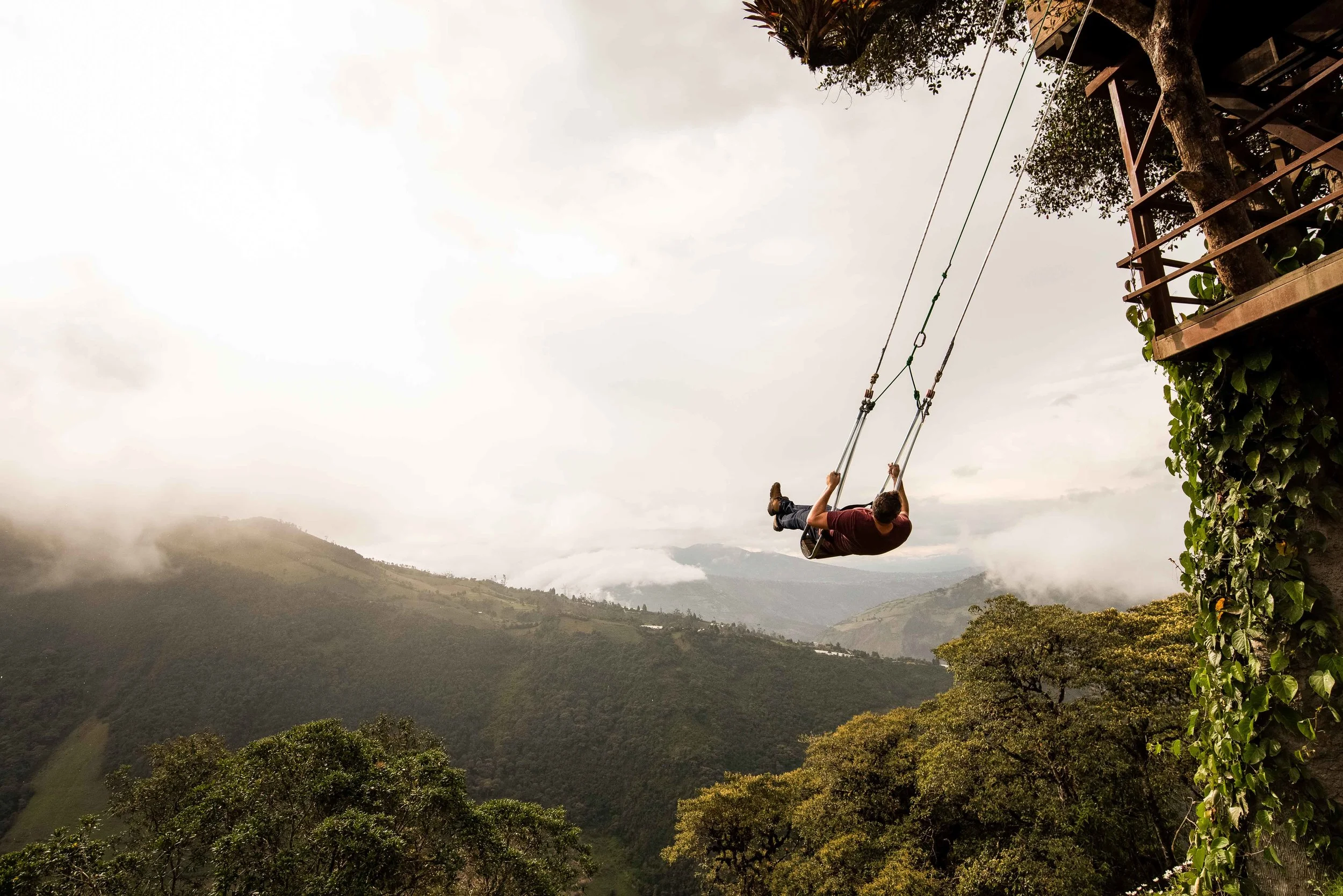 Swing at the end of the world in Banos.